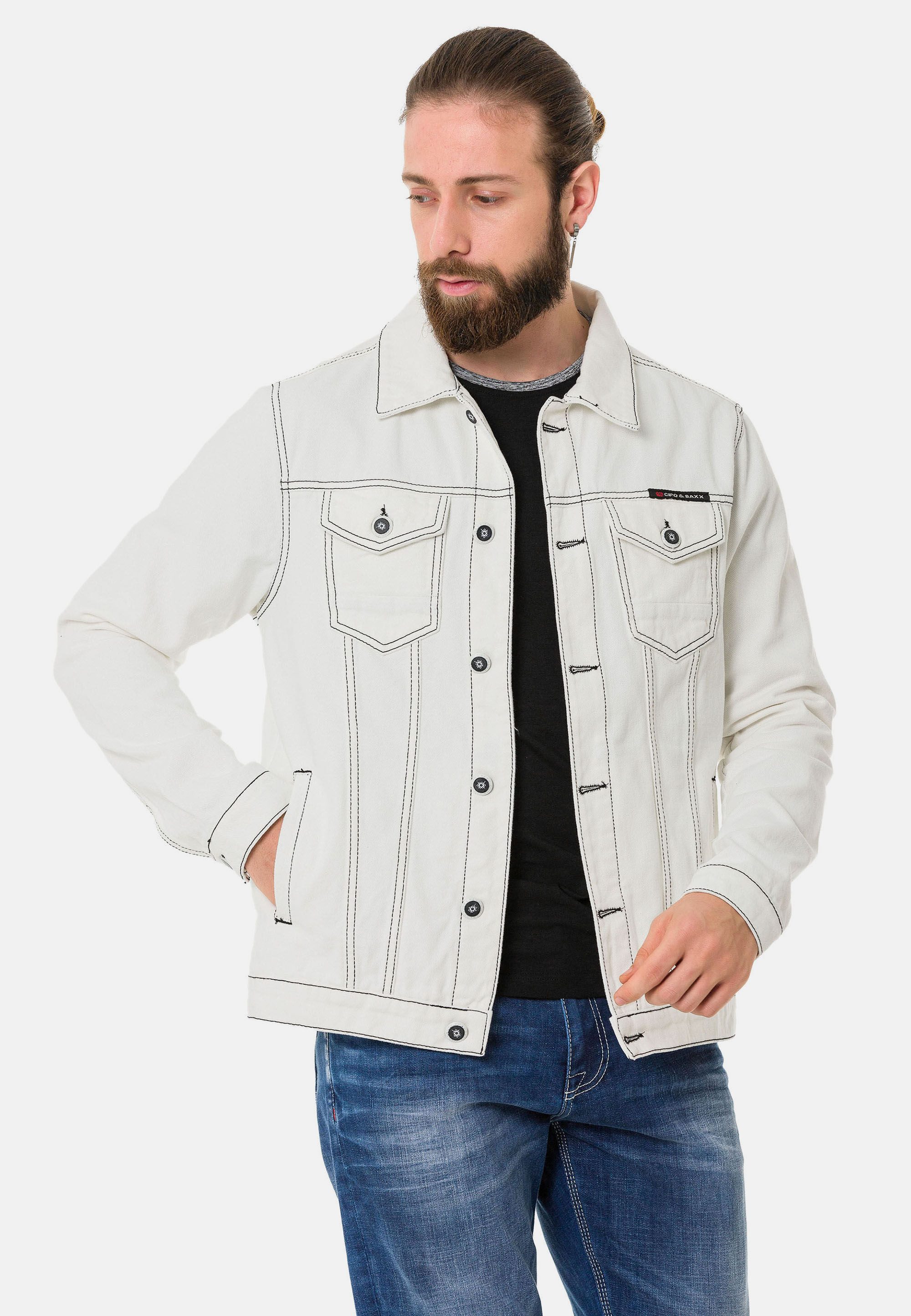 Cipo & Baxx Jeansjacke CJ289 mit Knopfleiste