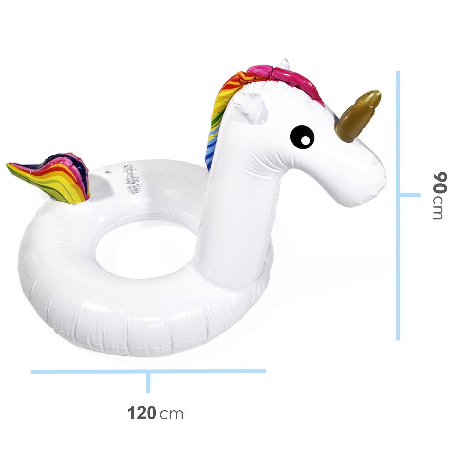 Goods+Gadgets Luftmatratze Schwimmreifen Schwimmring cm) Unicorn, x 90 (Aufblasbares Einhorn Schwimmreifen 120