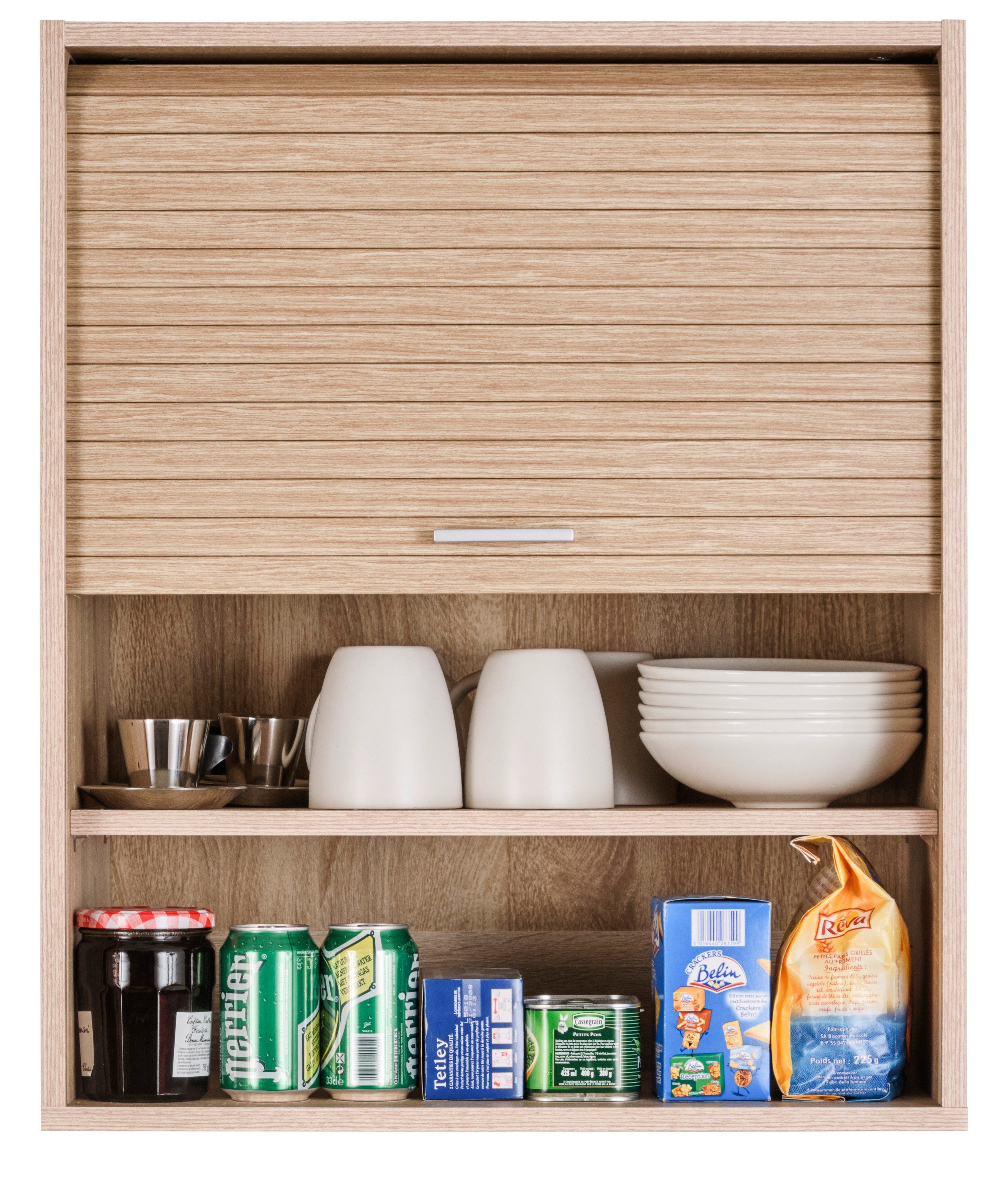 SIMMOB Rollladenschrank Küchenschrank, höhenverstellbare Böden, Eiche, 72x60x35 cm
