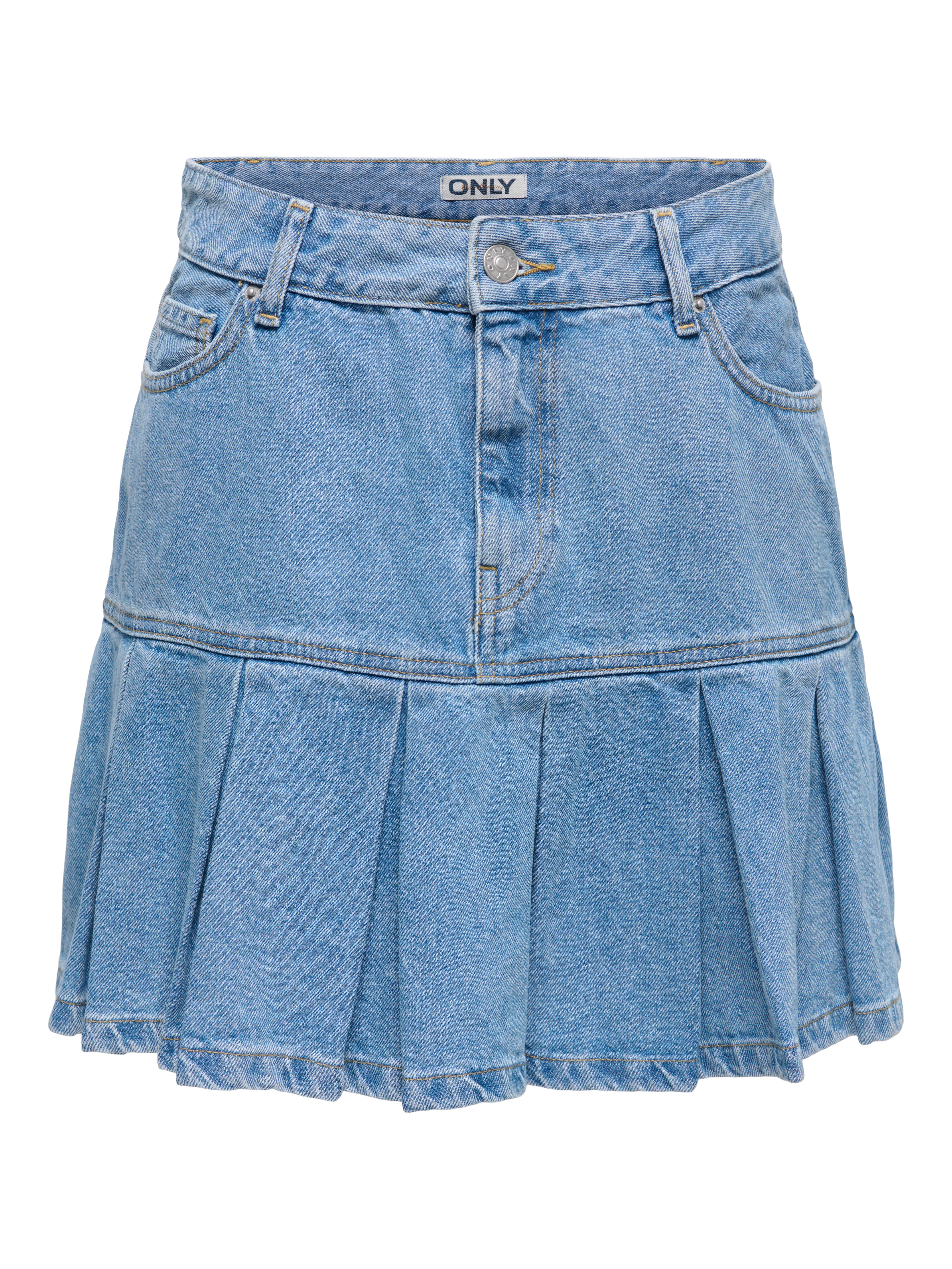 ONLY Jeansrock ONLEMERSON REG PLEATED DNM SKIRT TAI Baumwolle, Regular Waist