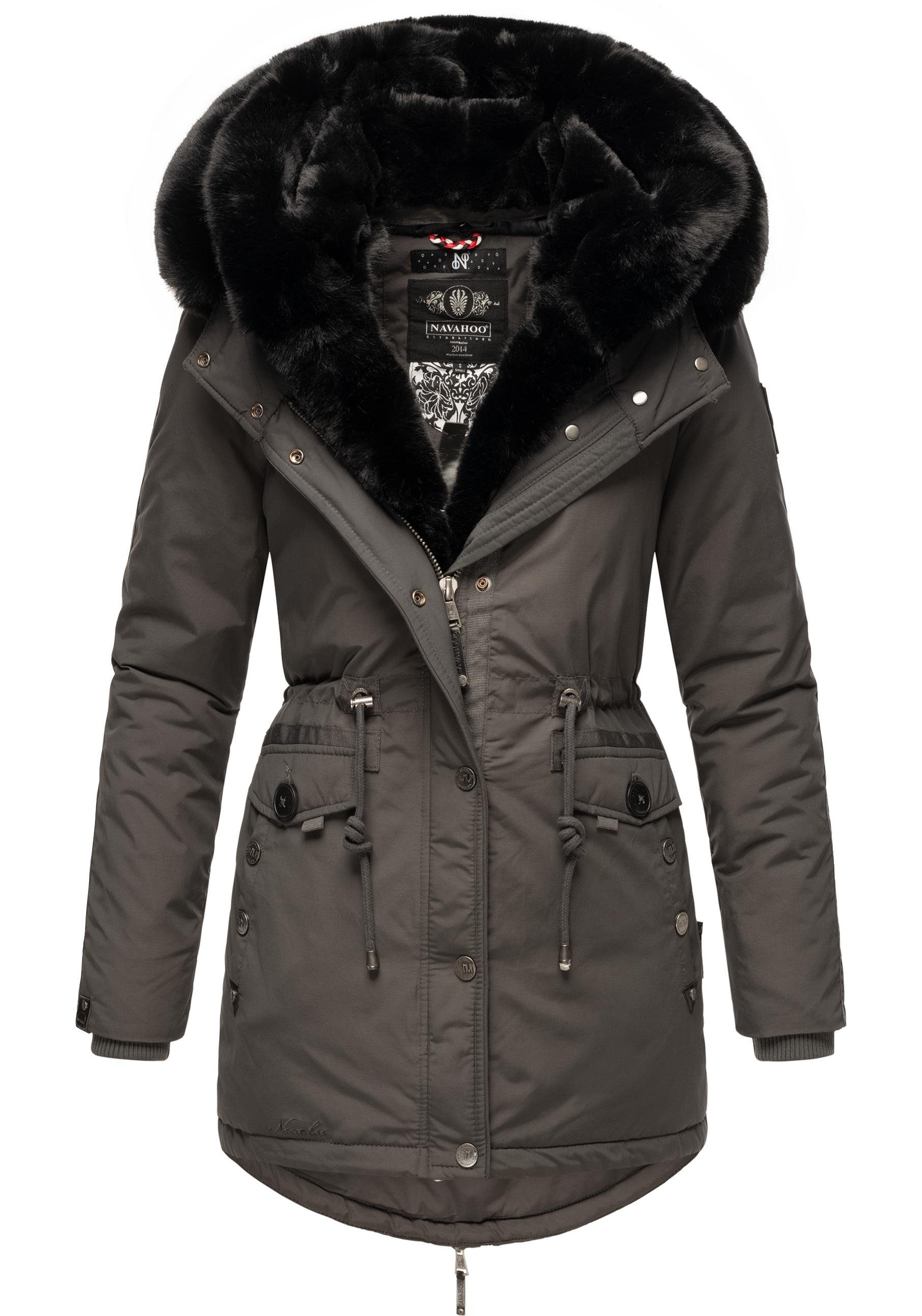 Navahoo Wintermantel Sweety Deluxe modischer Winterparka mit großer doppelter Kapuze