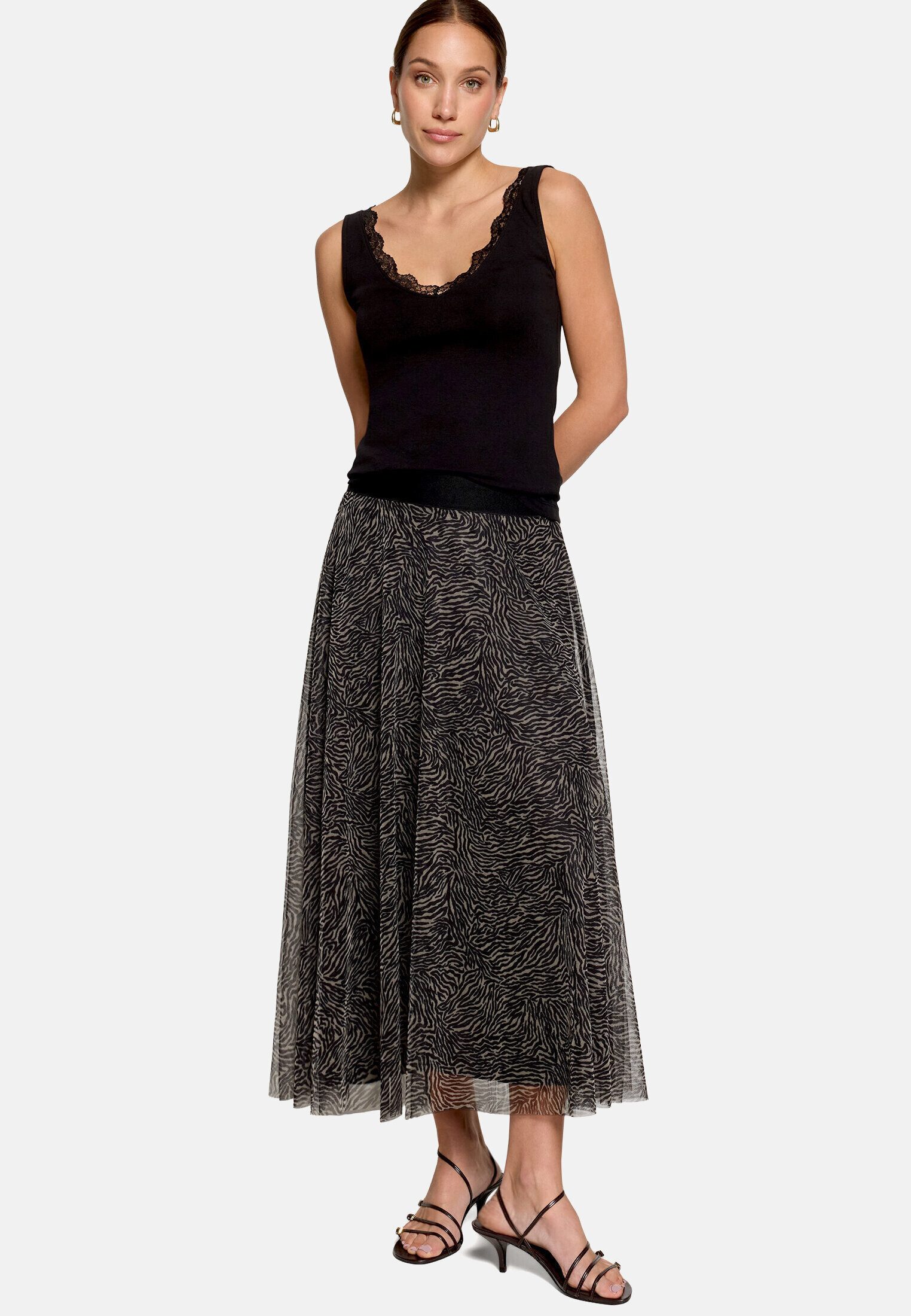 Zero Midirock Damen mit Muster Material