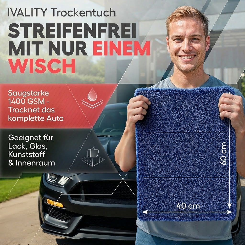 IVALITY IVALITY Auto Trockentuch XXL saugstarke 1400 GSM Twisted Mikrofaser Mikrofasertuch (Microfaser) – Bild 2 von 5