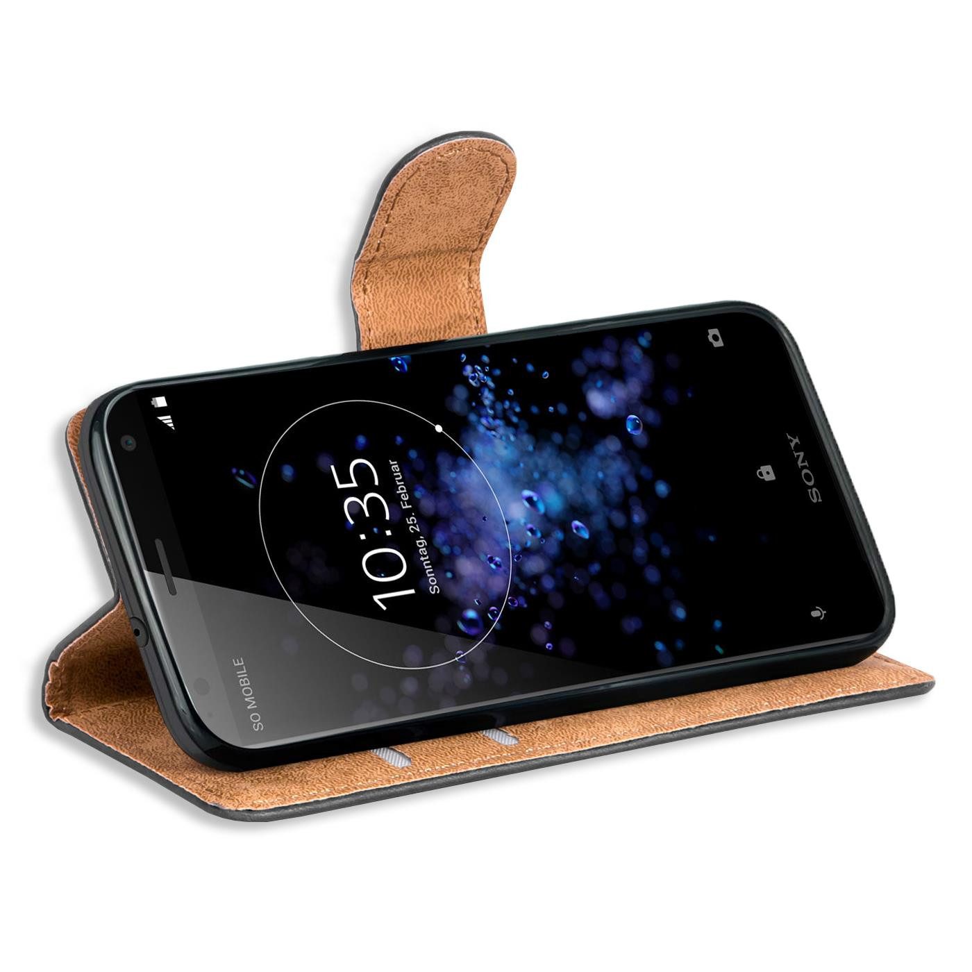 CoolGadget Handyhülle Wallet Klapp Tasche Book Case für Sony Xperia XZ2 Compact 5,0 Zoll, Hülle Klapphülle Flip Cover Etui Schutzhülle