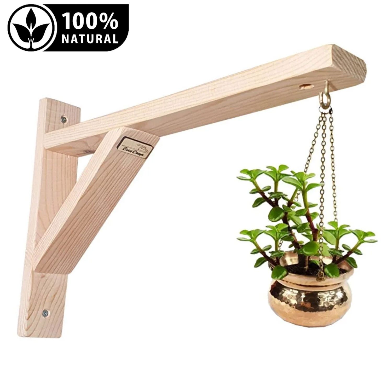 Jungengel Wandhalterung Wandhalterung Holz 35x25cm Regalträger Pflanzenaufhänger Topfhalterung, (1-tlg., 1x Wandhalterung inkl. Montagematerial (Dübel und Schrauben), Massives Kiefernholz, 12 kg Tragkraft, integrierter Metallhaken)