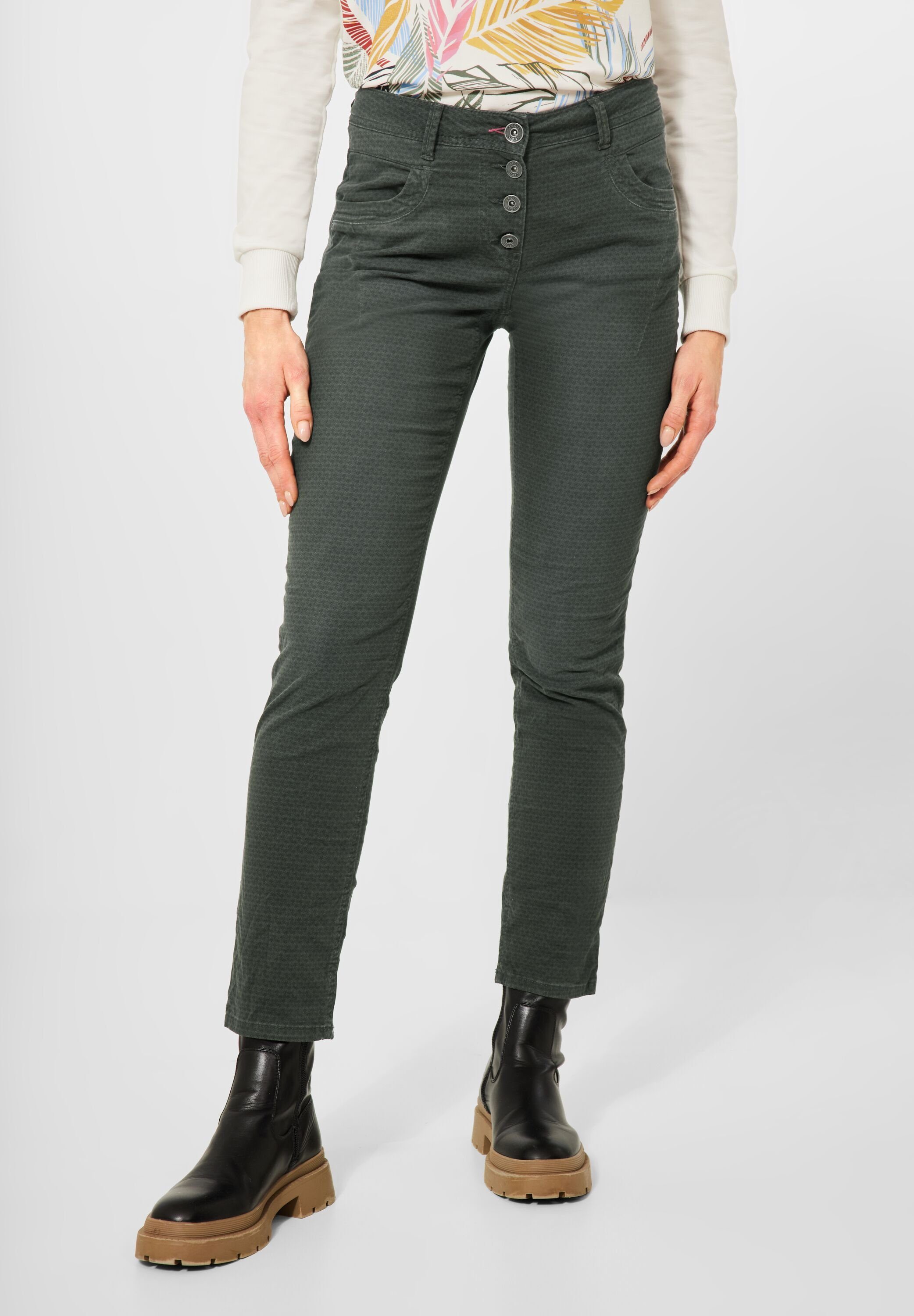 Cecil Cordhose (1-tlg) Plain/ohne Details, Middle Waist, Tapered Legs