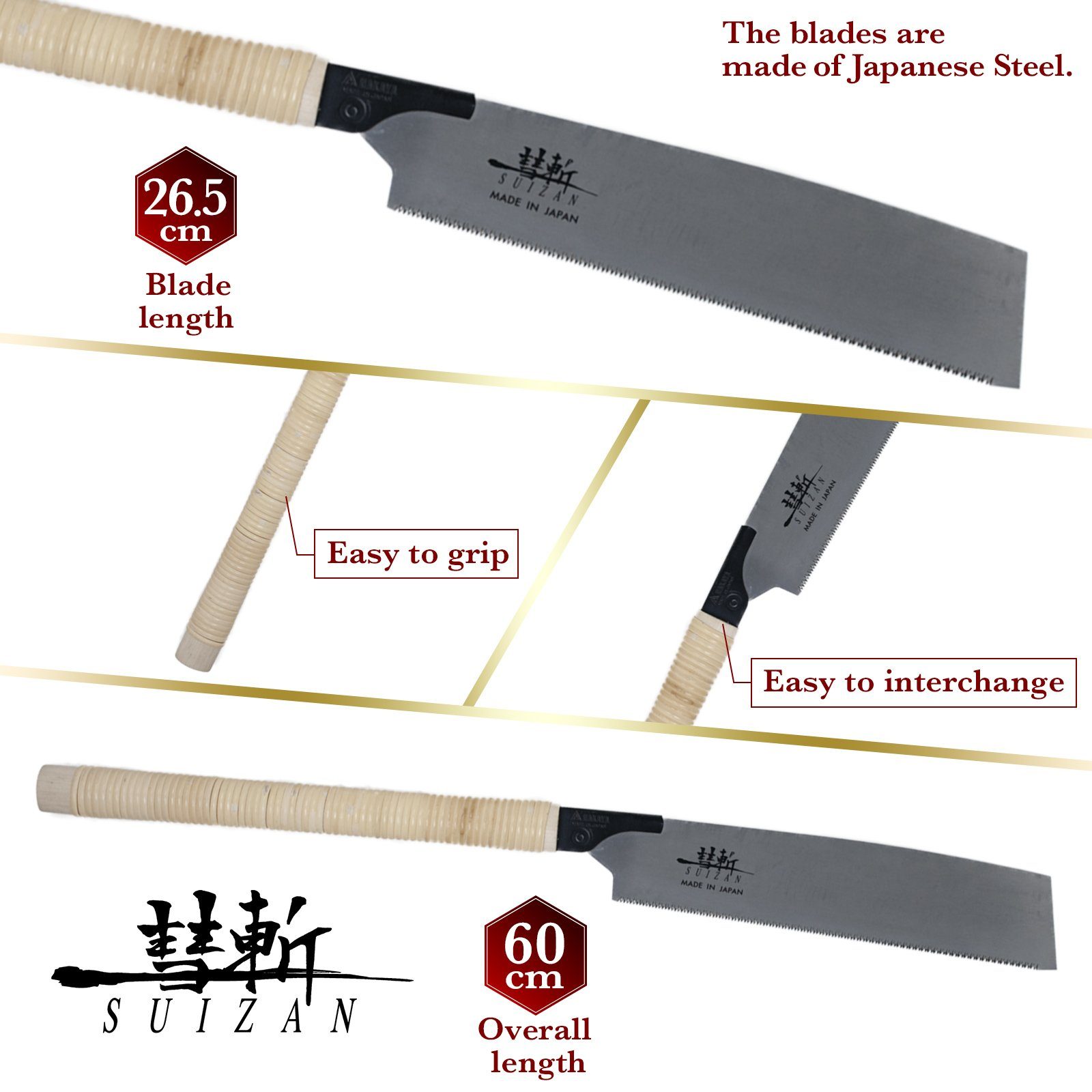 SUIZAN Japansäge japanische Handsäge KATABA:Einschneidig 265mm