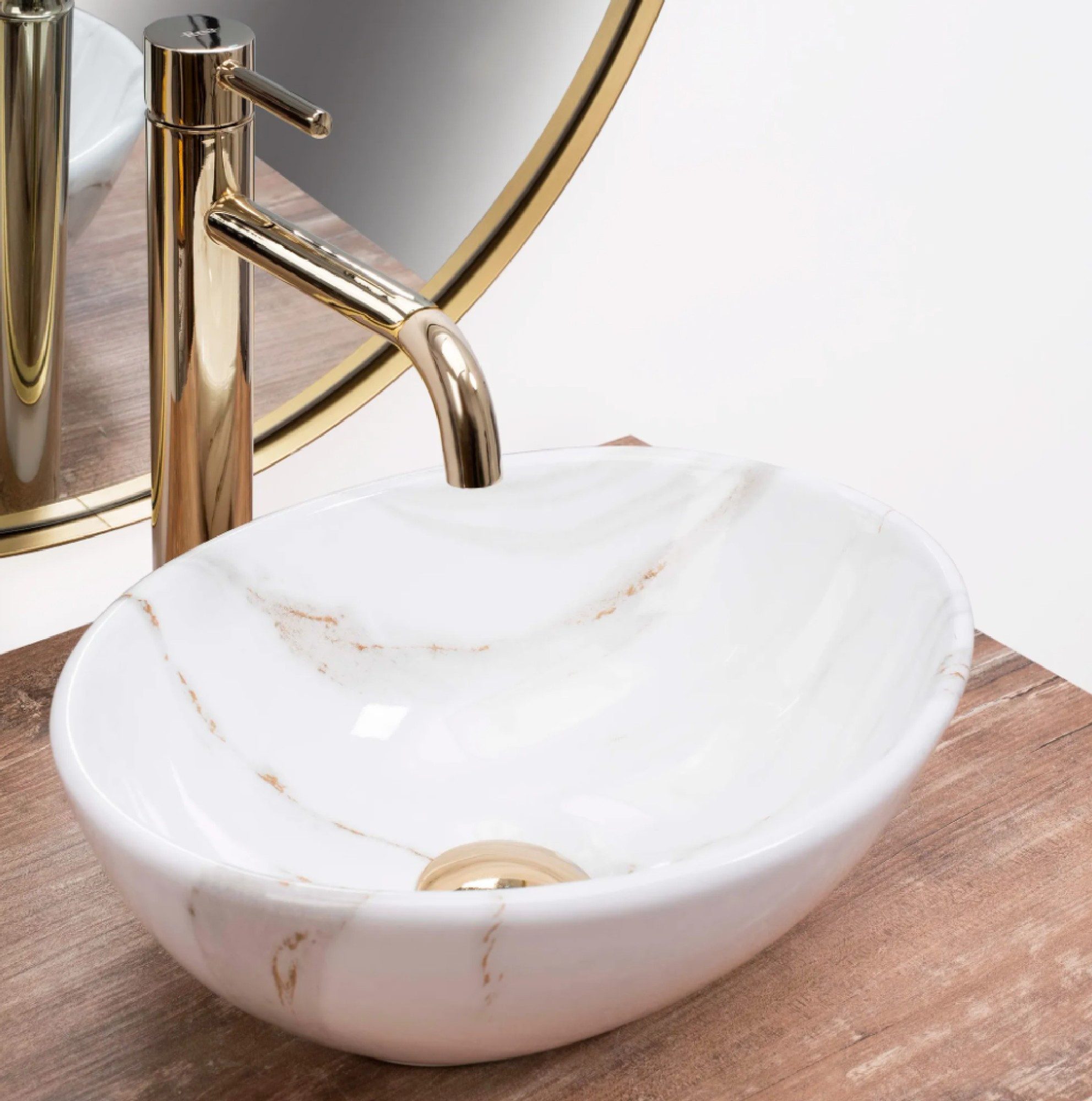 GTM Design Aufsatzwaschbecken Modern Waschbecken ohne Hahnloch Elegant Aufs günstig online kaufen