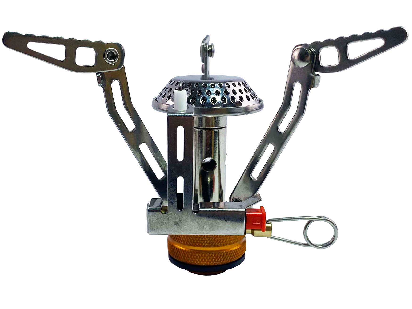 GARDINGER Taschenkocher Campingkocher einfammig Piezozündung klappbar für Gaskartusche EN417, (1-St), 3,5 kW