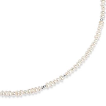Materia Collier Damen Perlenkette Creme Silber längenverstellbar CO-53, 925 Sterling Silber