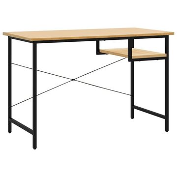 furnicato Schreibtisch Computertisch Schwarz und Eiche Hell 105x55x72 cm MDF und Metall