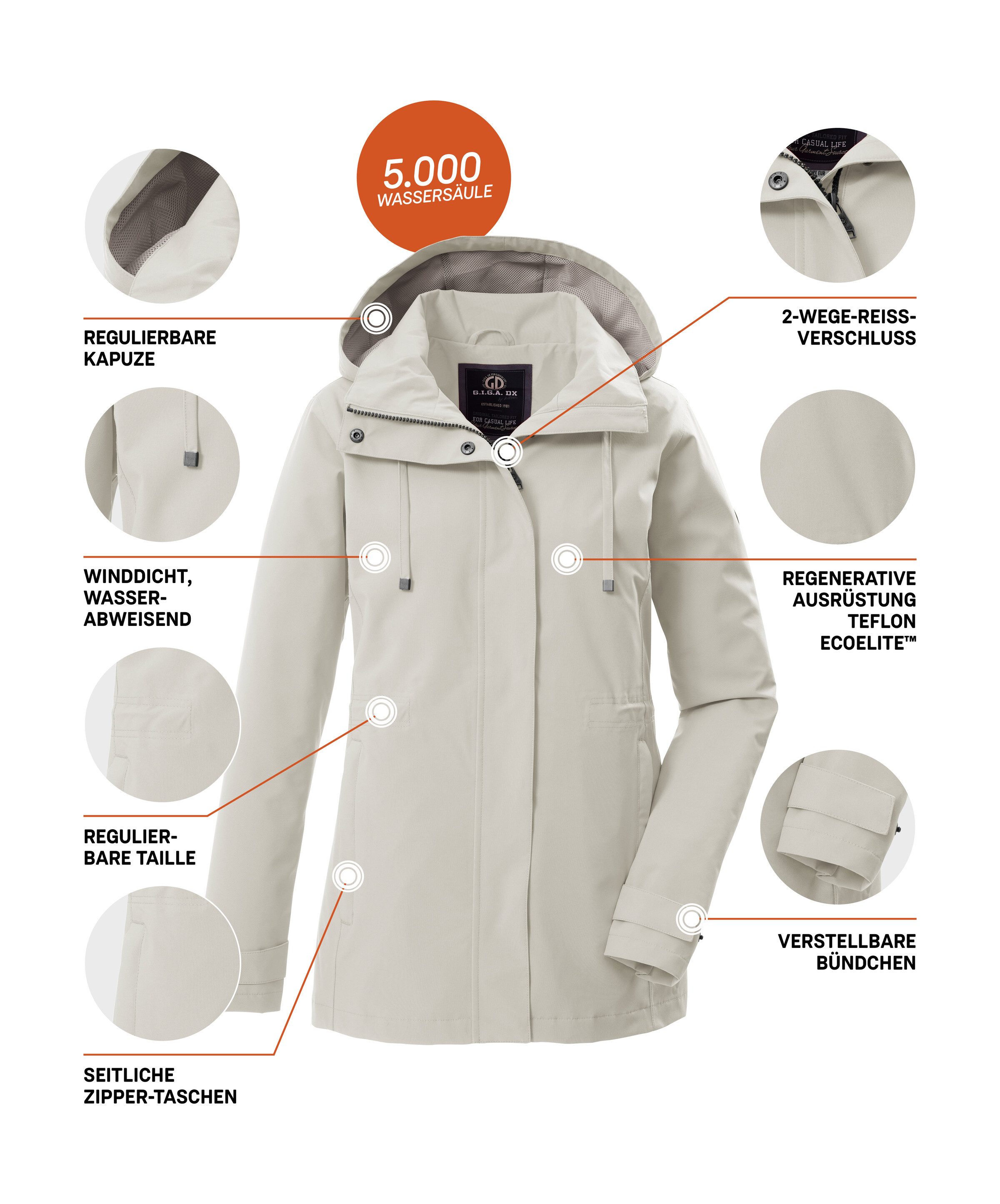 G.I.G.A. DX by killtec Funktionsjacke GS 106 WMN JCKT Winddichte, wasserabweisende Damenjacke mit verstellbarer Passform – Bild 5 von 5