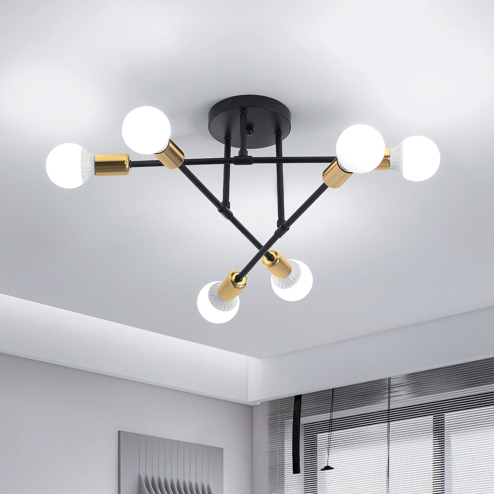 Goeco LED Deckenleuchte Goldene dekorative Lampe, günstig online kaufen