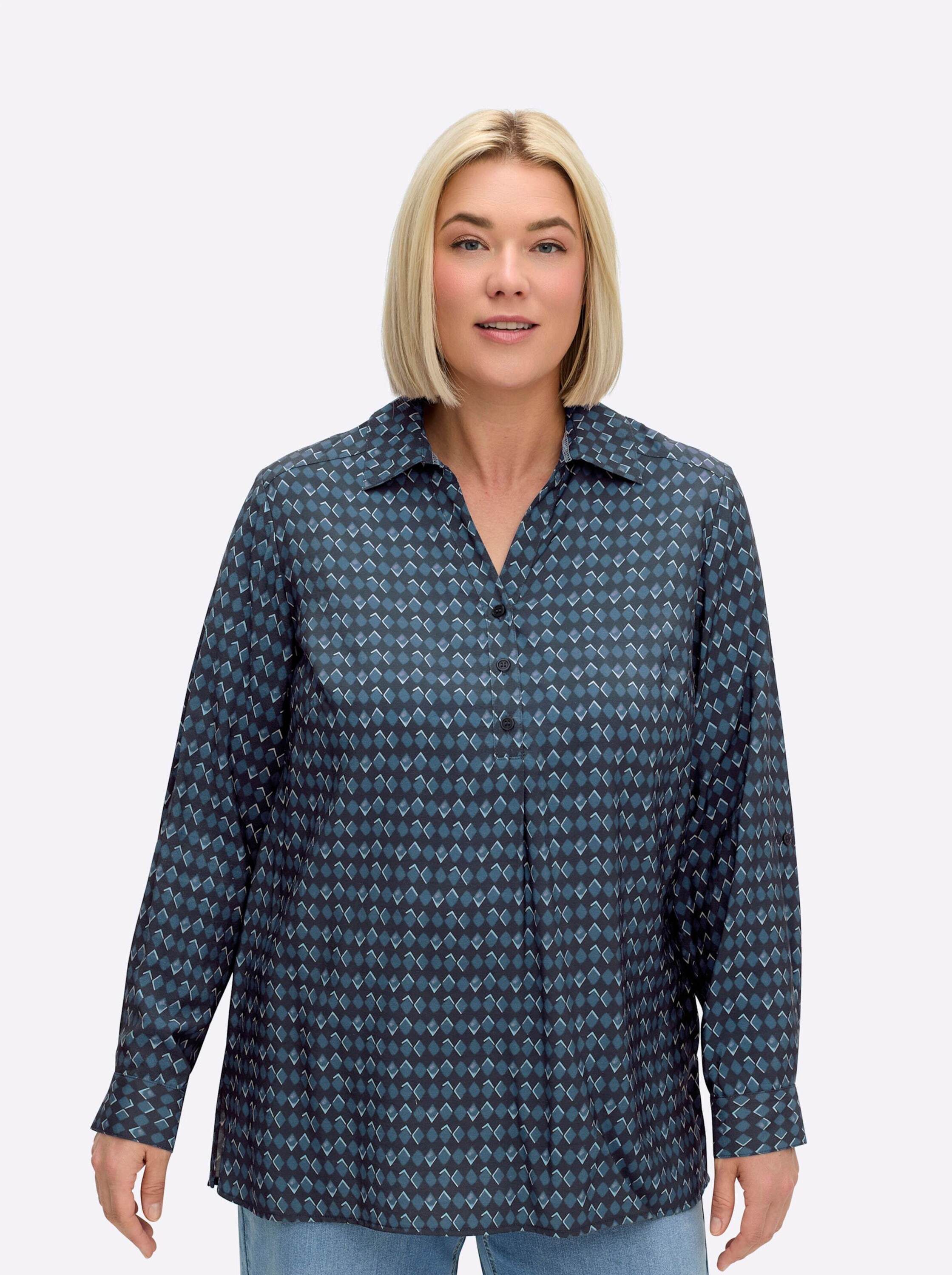Sheego Klassische Bluse Tunika Langarm