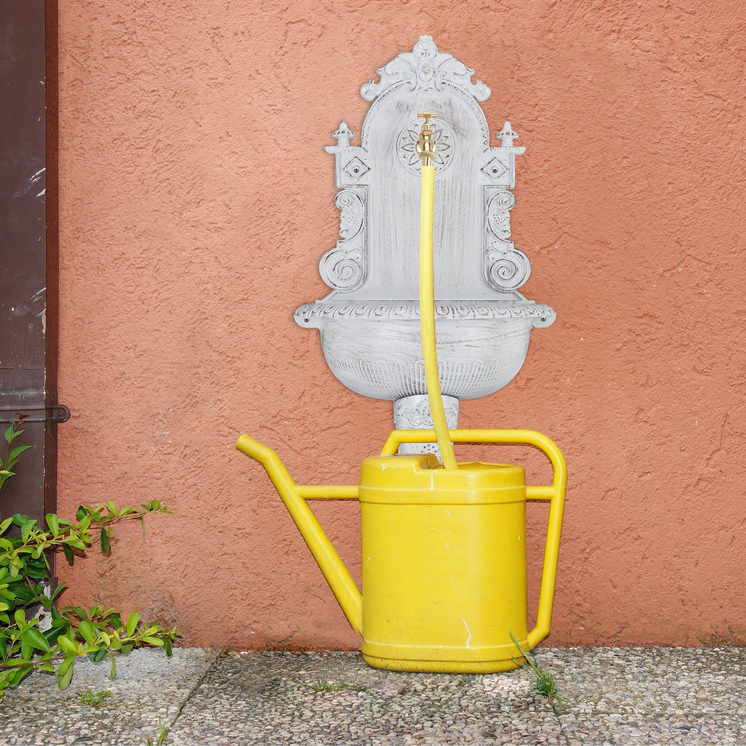 relaxdays Gartenbrunnen XL Wandbrunnen antik, Weiß günstig online kaufen