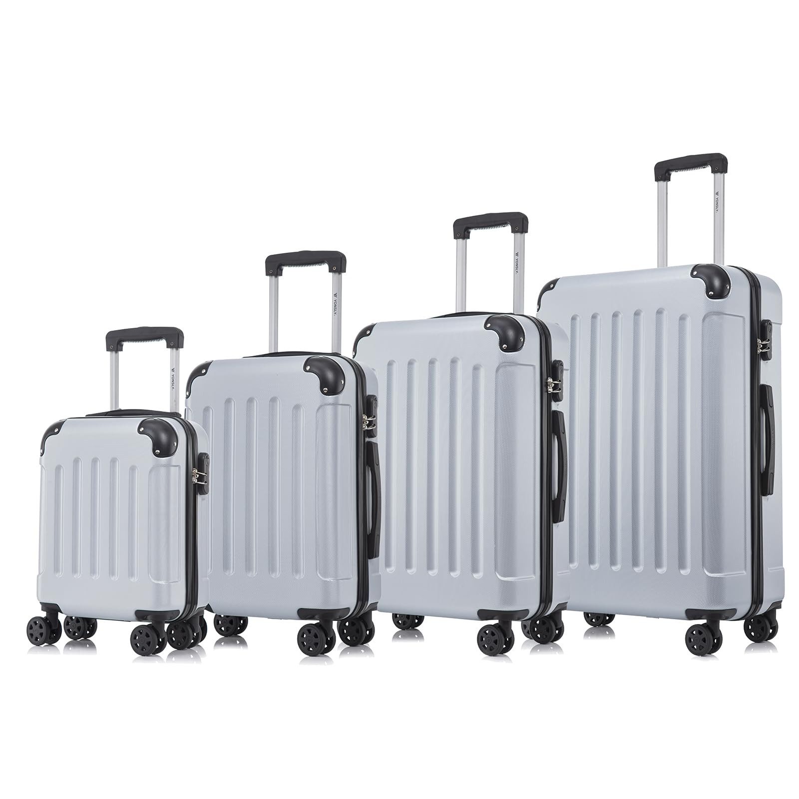yonsly Kofferset Kofferset Hartschalen Reisekoffer mit 360° Rollen, ABS Material, 4 Rollen, (4 tlg., Sicherheitsschloss Weichem Gummigriff Handgepäck S/M/L/XL), Leichtes Gepäckset Trolley 4er Koffer Set, Reisekoffer