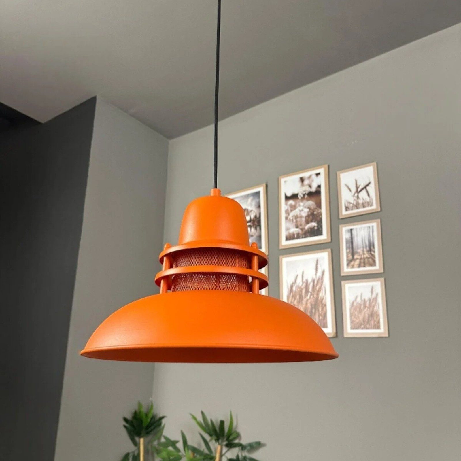 Bamyum Pendelleuchte Bamyum Hängelampe Metall Ø34 cm E27 Retro Lampe, ohne Leuchtmittel