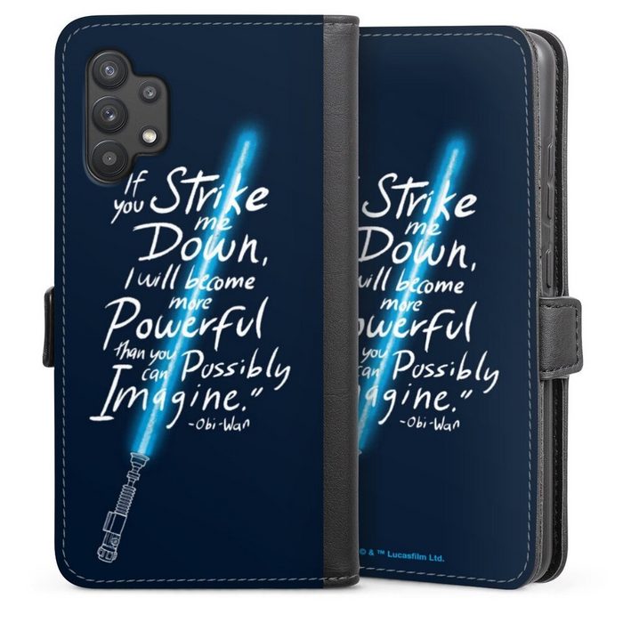 DeinDesign Handyhülle Star Wars Obi-Wan Kenobi Lichtschwert Obi Wan Quote Samsung Galaxy A32 4G Hülle Handy Flip Case Wallet Cover