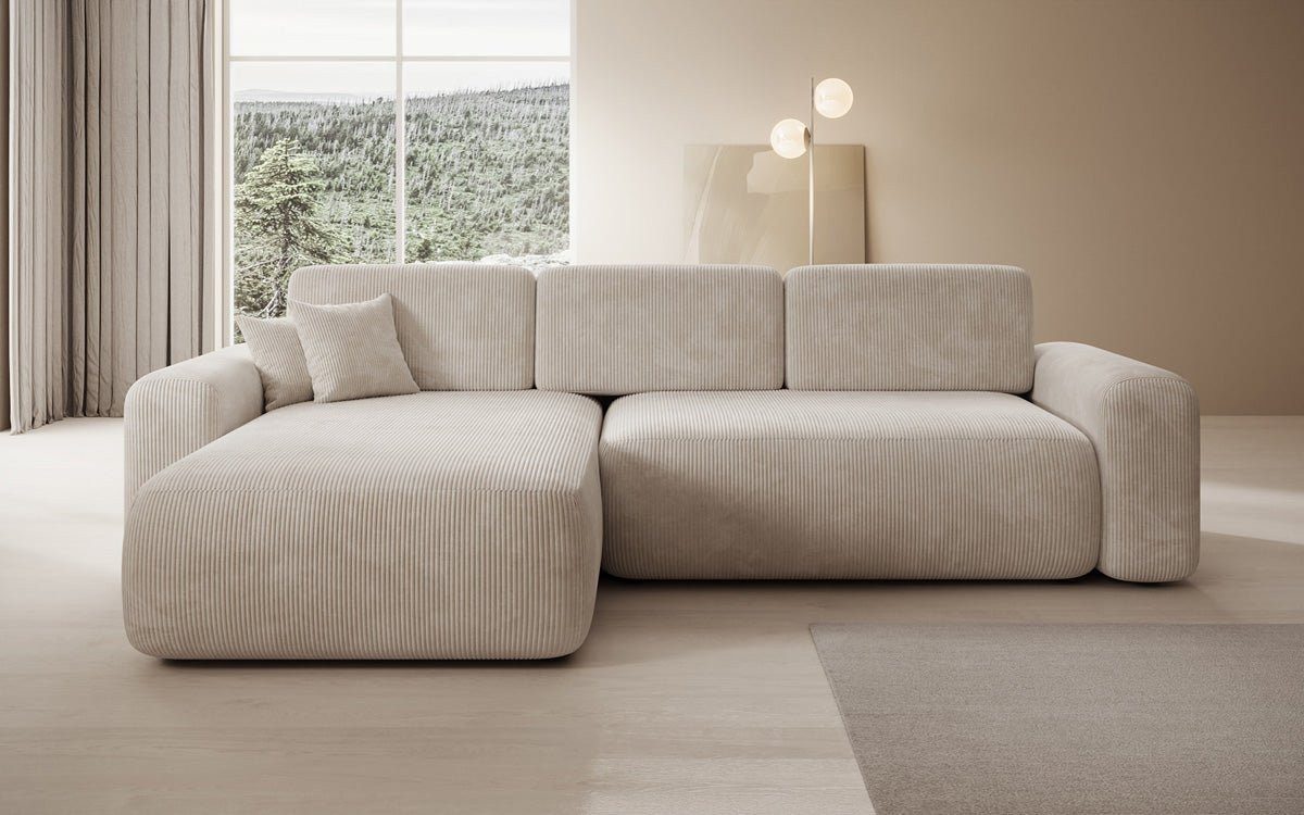 Luxusbetten24 Schlafsofa Designer Ecksofa Lola in Cord, mit Stauraum und Schlaffunktion – Bild 3 von 4