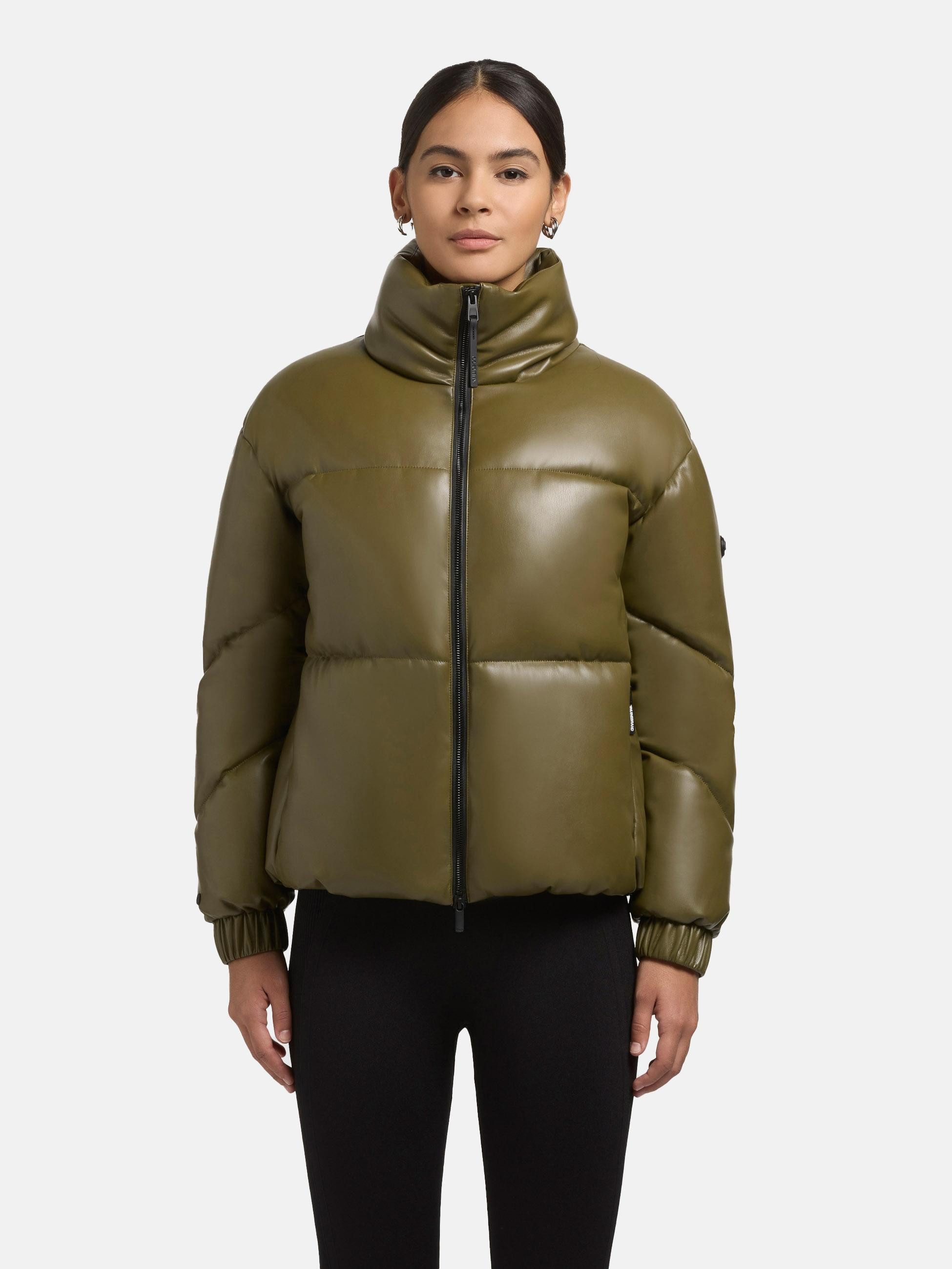 khujo Steppjacke Khalia Gesteppte Damen Winterjacke in Lederoptik