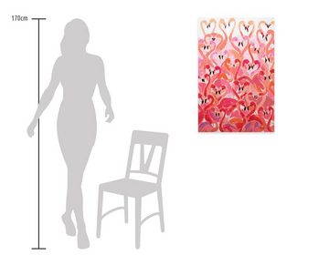 KUNSTLOFT Gemälde Flamingos in Love 60x90 cm, Leinwandbild 100% HANDGEMALT Wandbild Wohnzimmer
