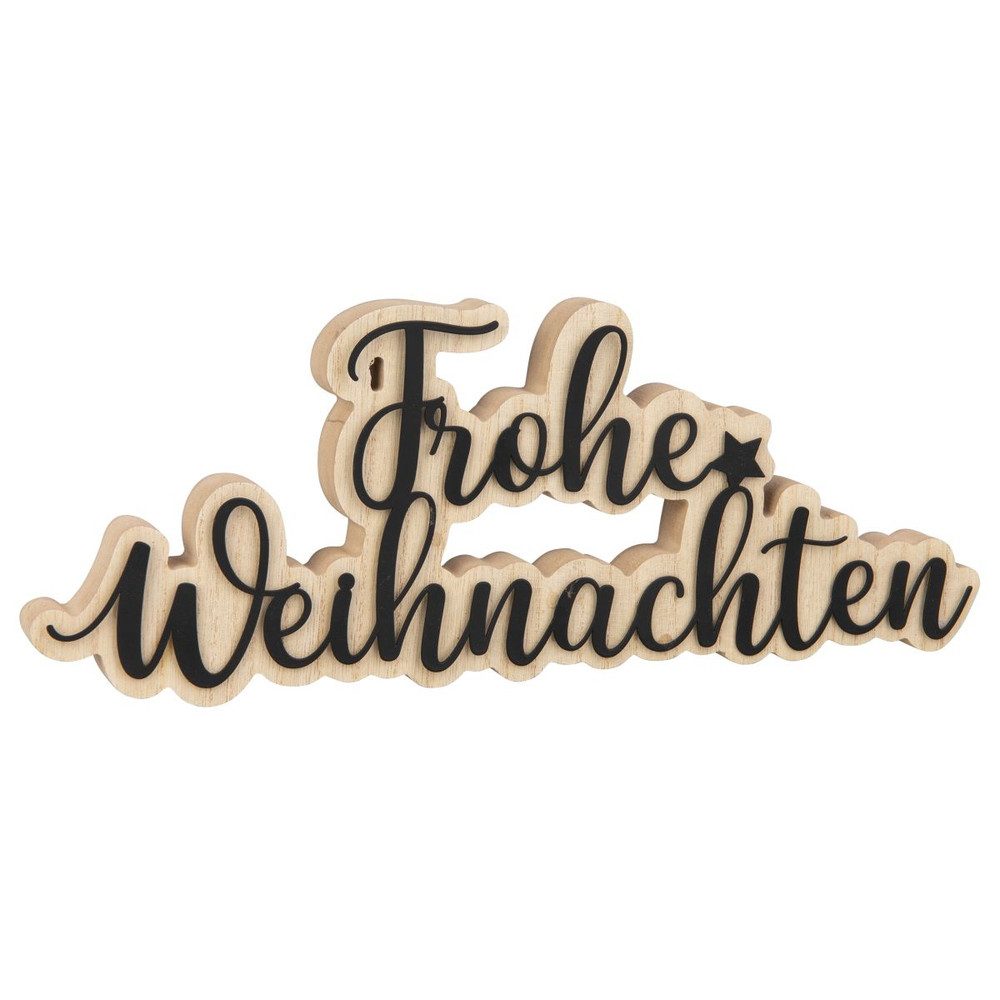 Weihnachtsfigur Schriftzug - Frohe Weihnachten - braun/schwarz - ca. 34 x 2 x 12,5 cm