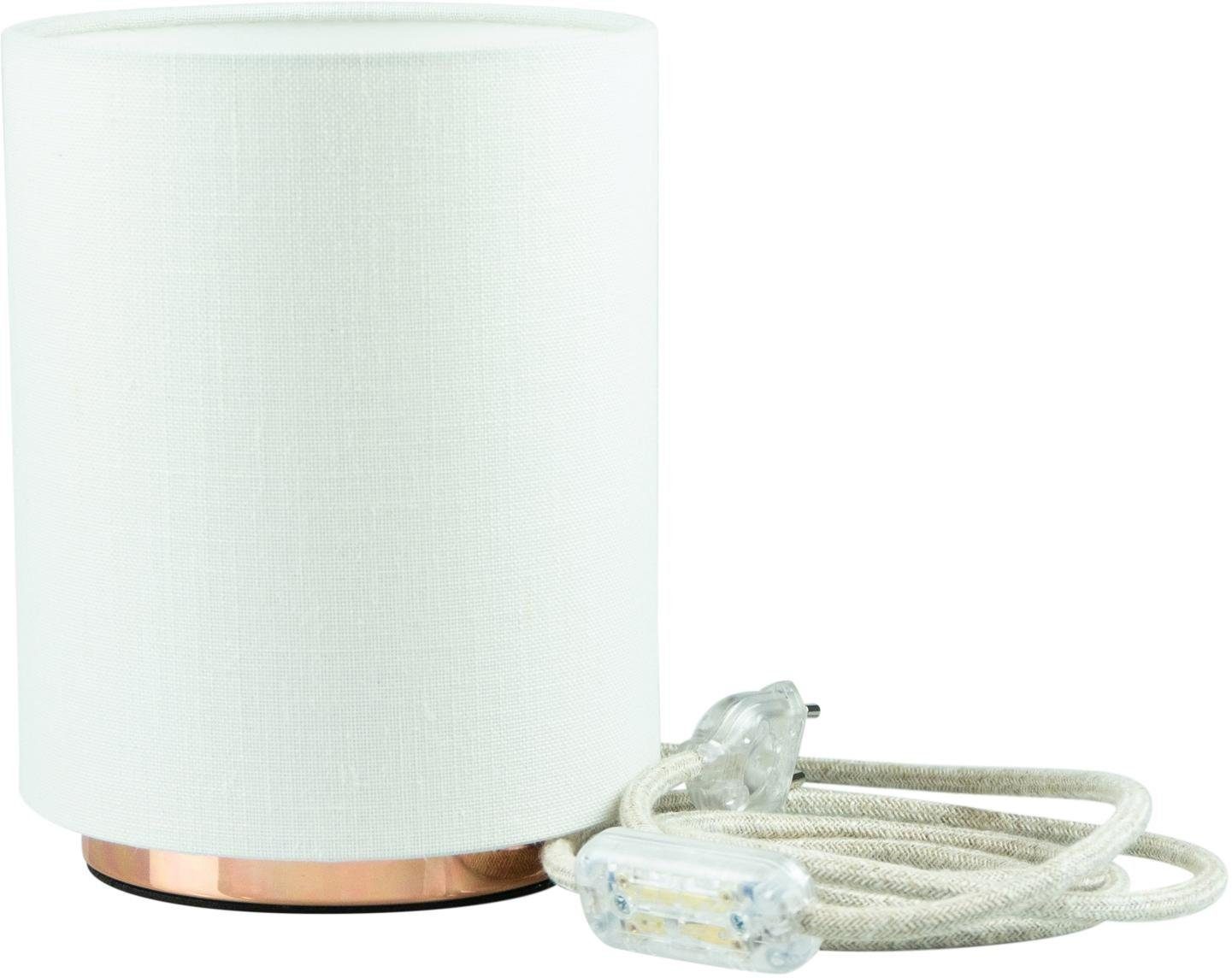 SEGULA Schalter mit 2m Tischleuchte, - Kupfer-Weiß, ohne Leuchtmittel, Baumwollkabel Tischlampe