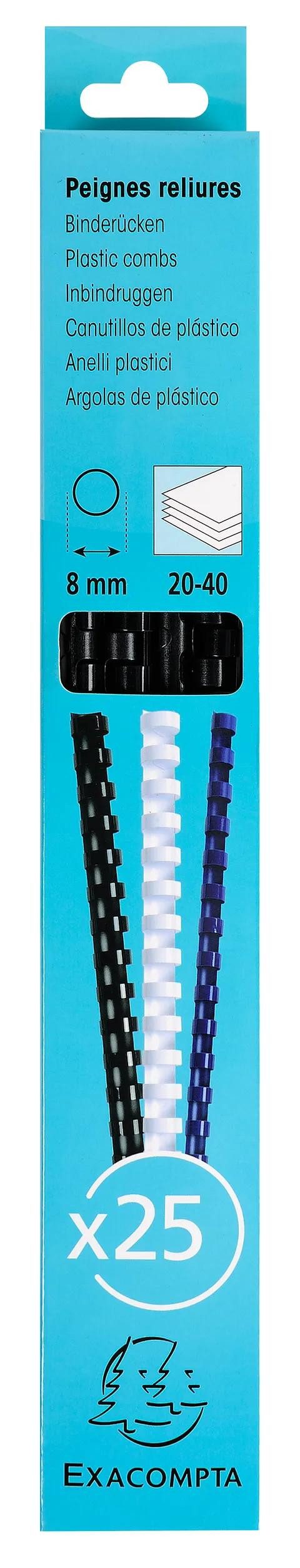 EXACOMPTA Bindegerät Schachtel + 25 Spiralen 8 mm PVC für die Bindung, A4, Schwarz, 76201E, Klemmschiene