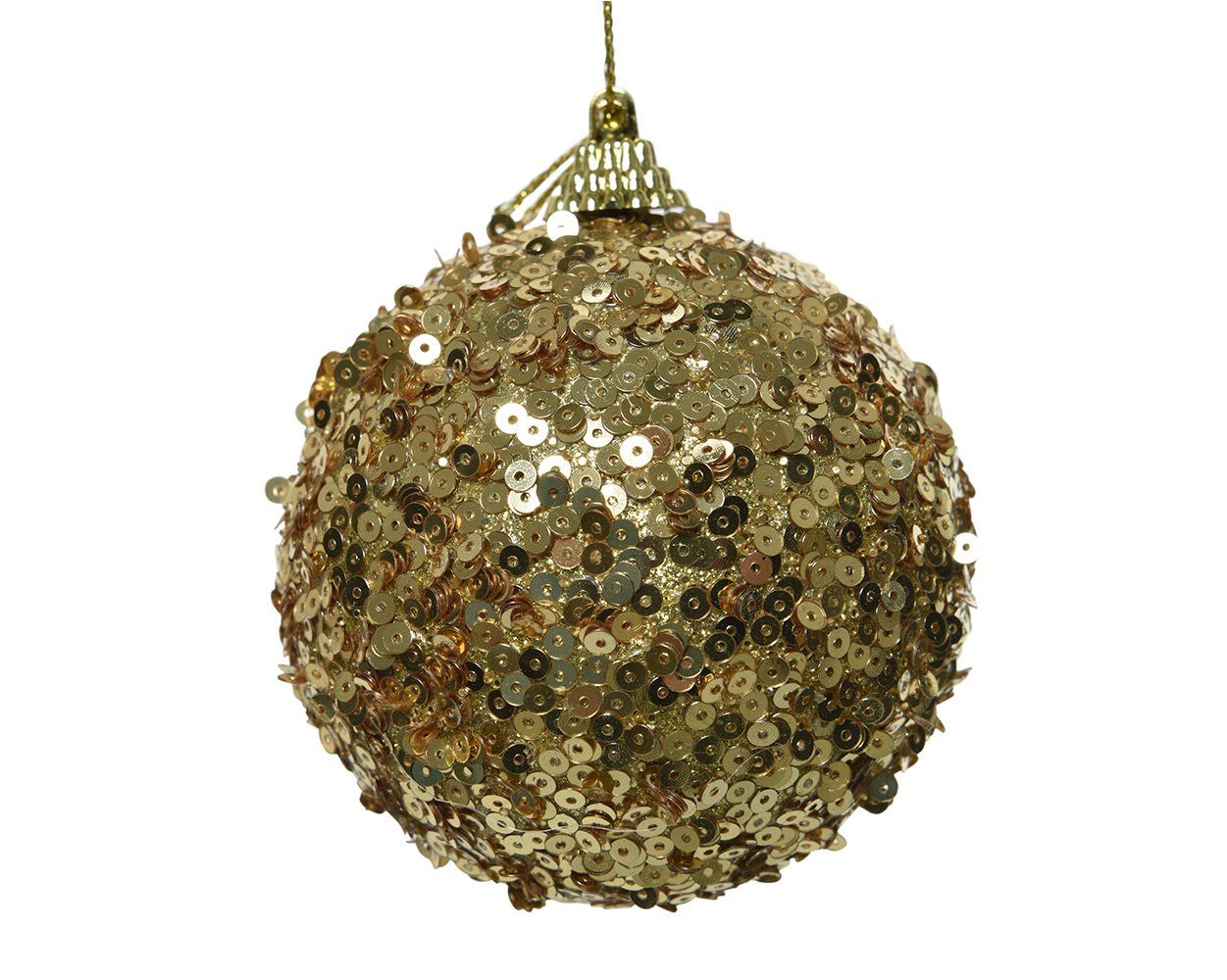 Decoris season decorations Weihnachtsbaumkugel, Weihnachtskugeln Pailletten Kunststoff 12er Set uni hellgold, mit 8cm