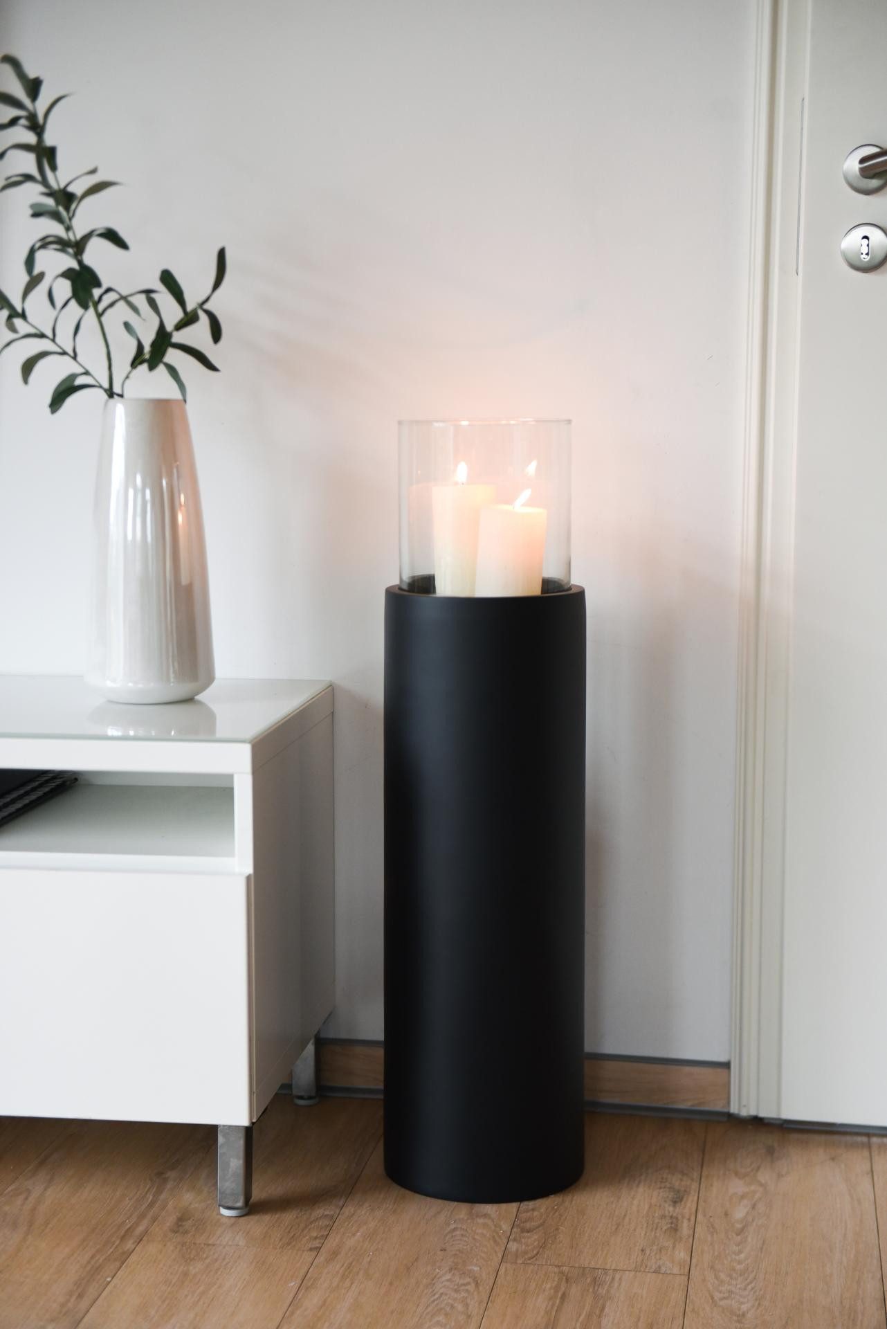 VIVANNO Bodenwindlicht Fiberglas CANDIRO Rund - Schwarz Matt (1 St), 21x80 cm