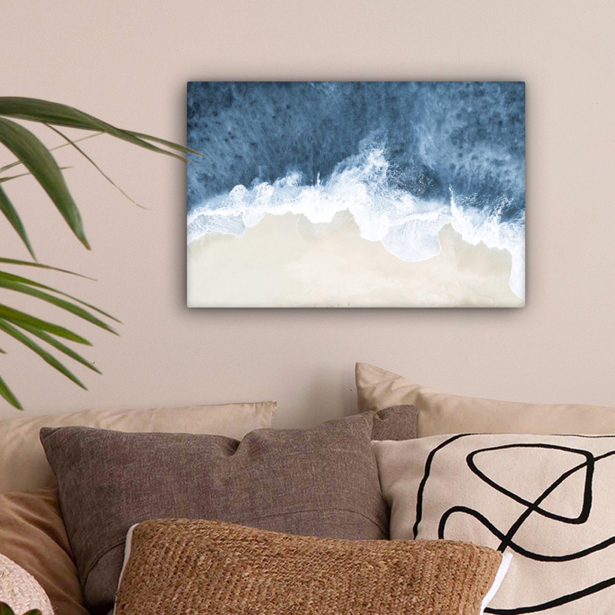 Meer Wanddeko, - cm Strand St), OneMillionCanvasses® (1 - Natur, - Wandbild 30x20 Leinwandbild Leinwandbilder, Aufhängefertig, Wasser