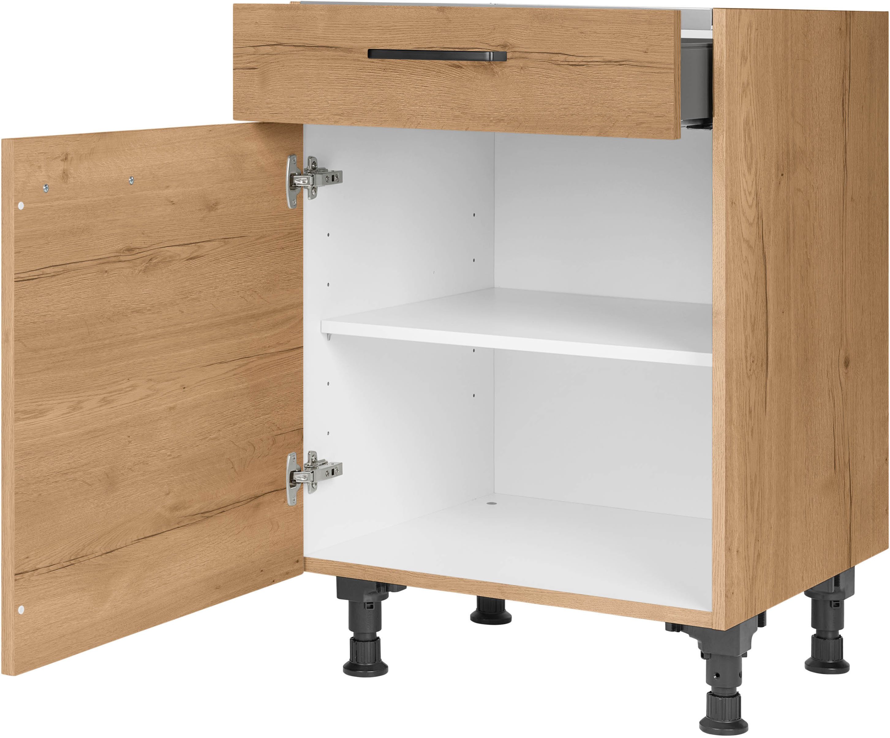 nobilia® Kochfeldumbauschrank "Structura", mit Schukasten und Tür, Ausrichtung wählbar vormontiert, Breite 60 cm
