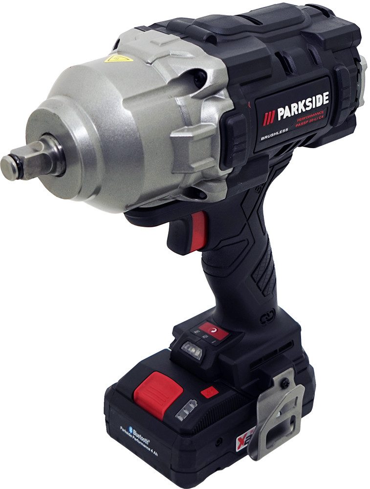 PARKSIDE PERFORMANCE® Akku-Drehschlagschrauber 20V Akku Schlagschrauber PASSP 20-Li C4 inkl. 4Ah Smart Akku, 1550 U/min, 1356 Nm, Integrierte LED-Arbeitsleuchte