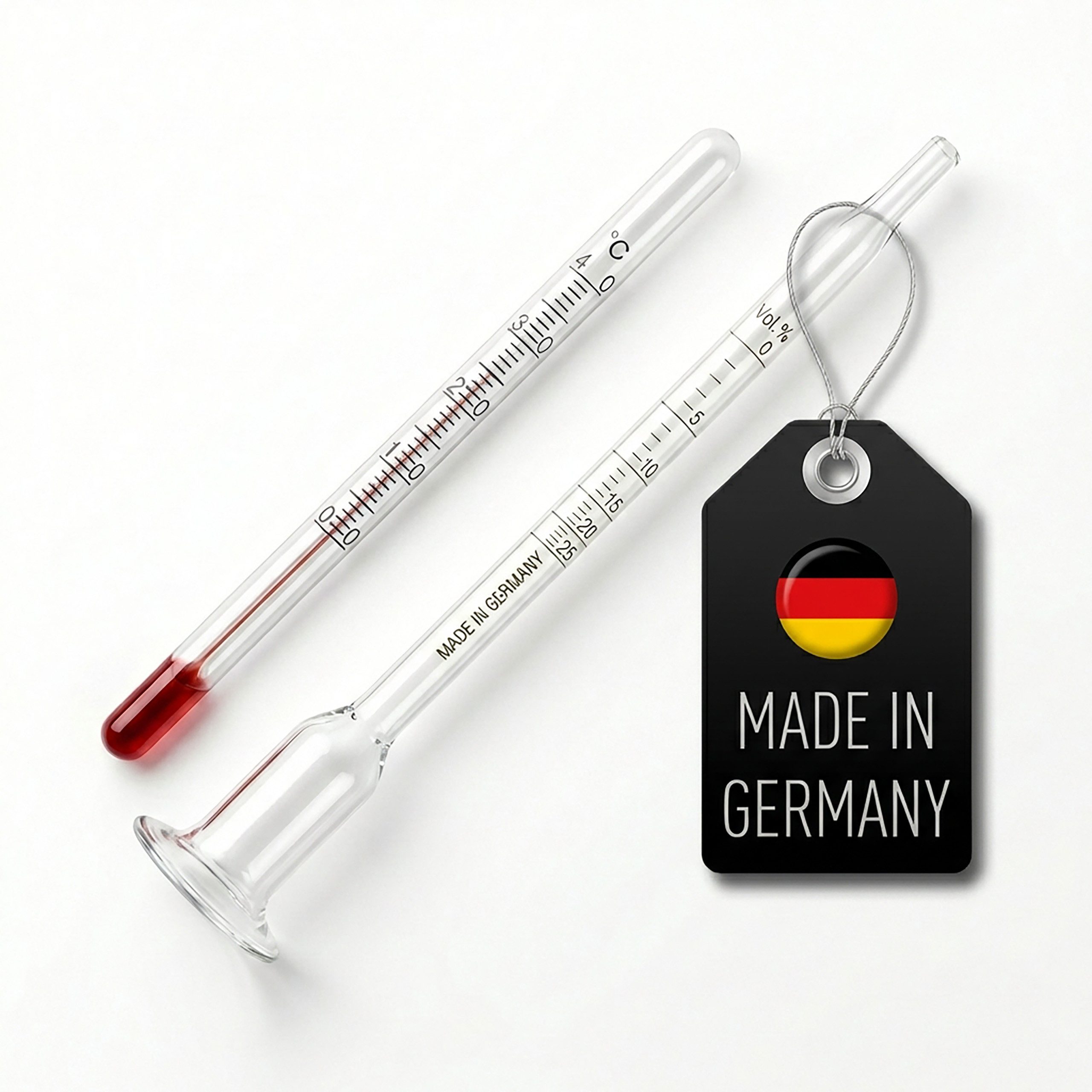 Lantelme Weinthermometer Vinometer Glas Thermometer Set Alkoholgehalt Wein Bier Messgerät, Glasthermometer zur Temperaturmessung, Misst die vol. % von Weinen im Bereich von 0 bis 25 vol. %