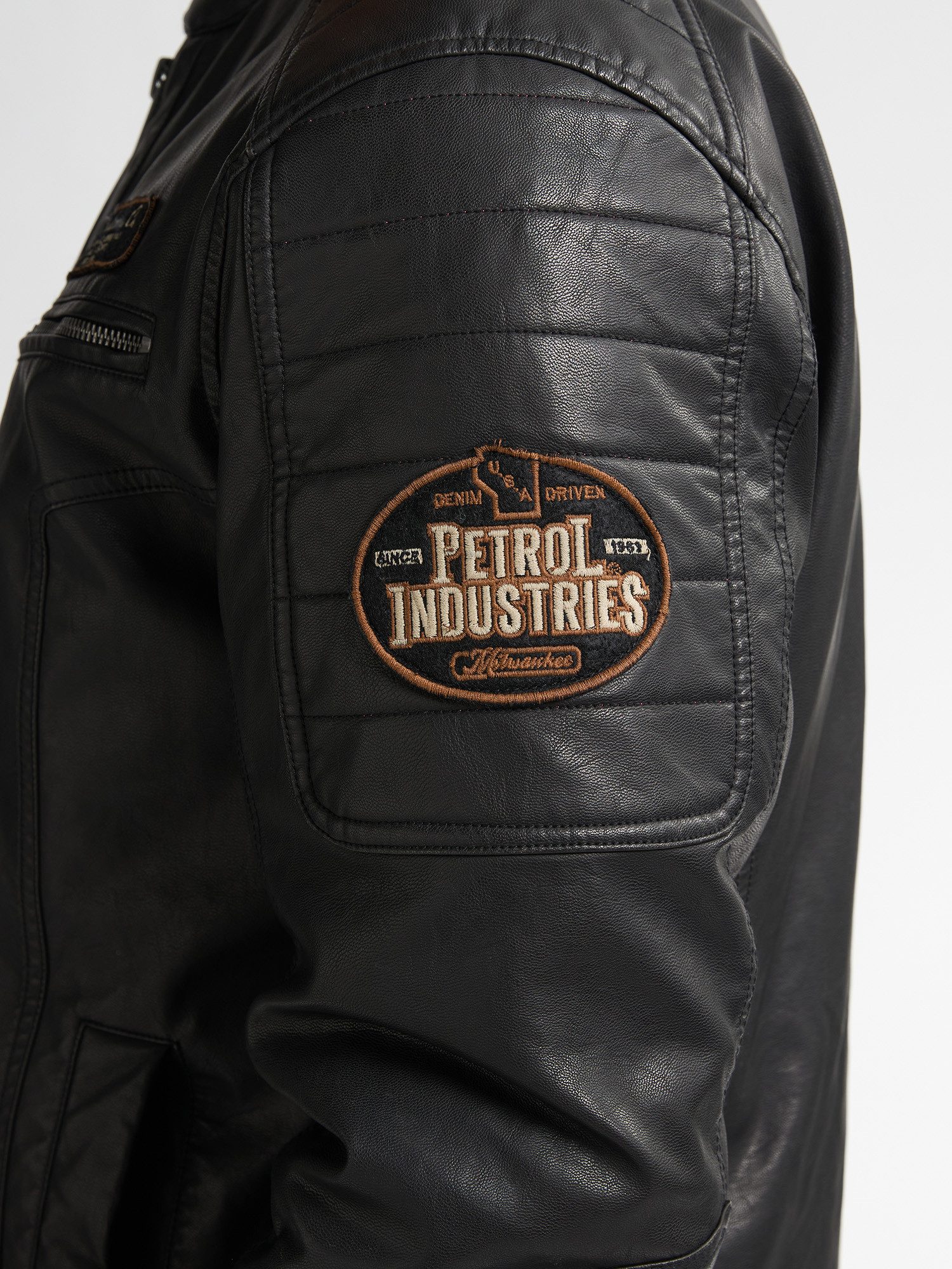 Petrol Industries Lederimitatjacke - Herren Jacke scchwarz - Kunstlederjacke - Outdoorjacke Herren