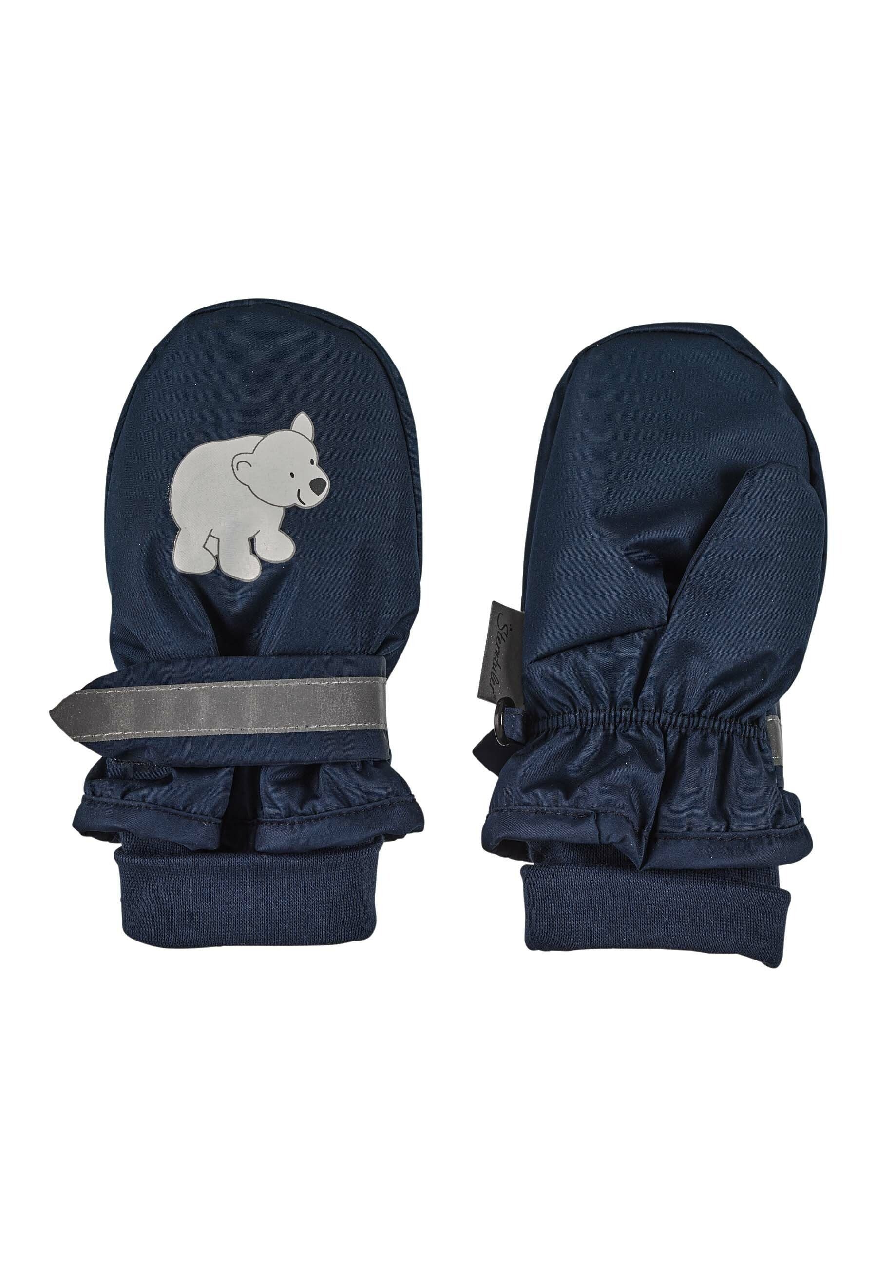 Sterntaler® Fäustlinge Fäustlinge Eisbär (1-St) Fäustling mit Daumen, wasserabweisend, Eisbär-Print, Klettverschluss