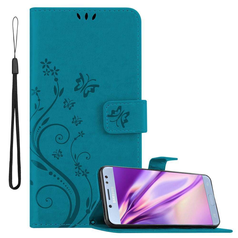 Cadorabo Handyhülle für Samsung Galaxy J5 2017 Hülle Samsung Galaxy J5 2017, Hülle Schutzhülle Blumen Flower mit Standfunktion Kartenfach Magnet
