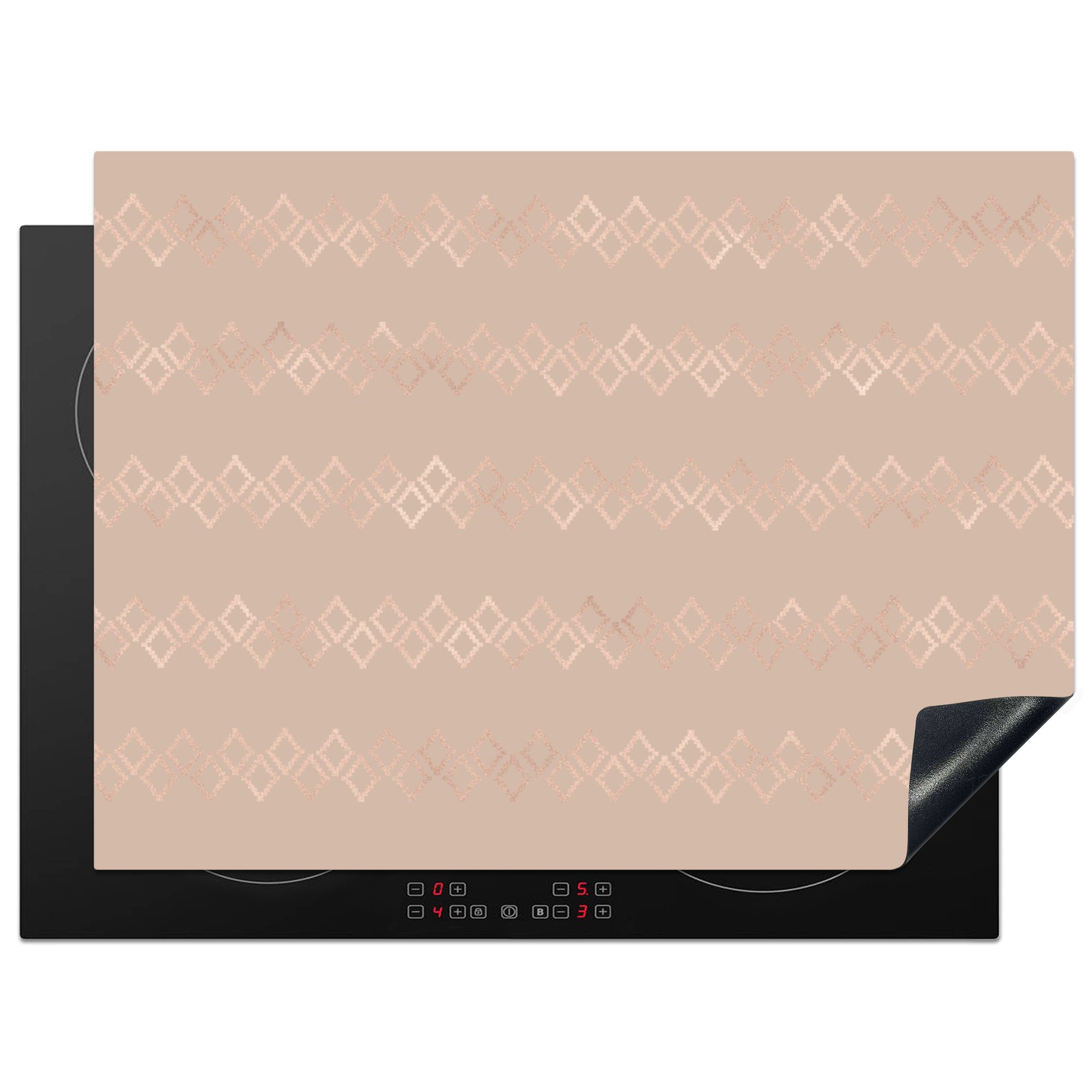 MuchoWow Herdblende-/Abdeckplatte Muster - Rosa - Roségold, Vinyl, (1 tlg), 71x52 cm, Induktionskochfeld Schutz für die küche, Ceranfeldabdeckung