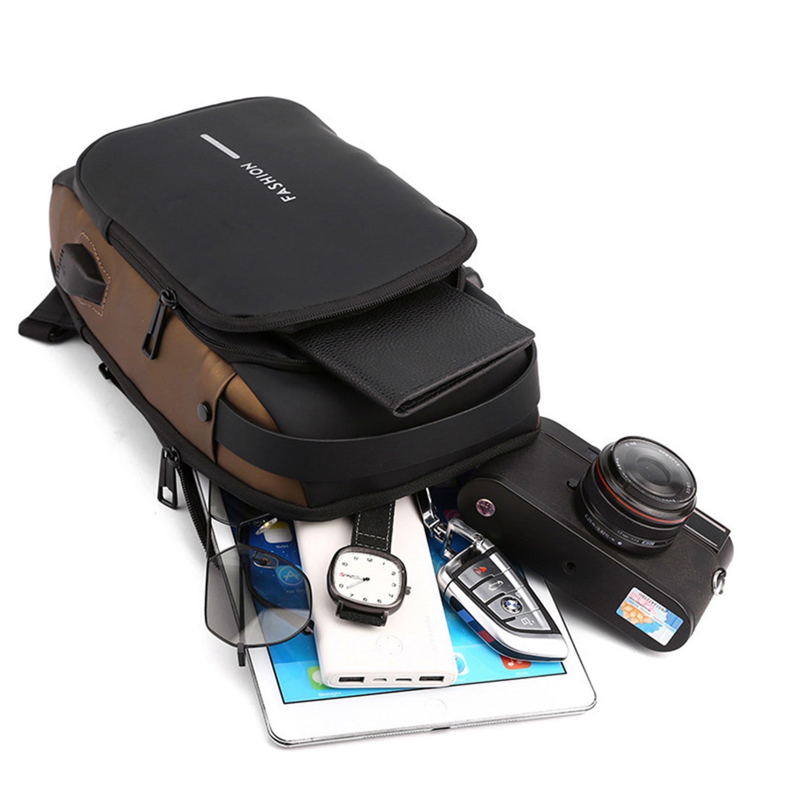 feinlux Schultertasche Schultertasche Brusttasche Sling Schulter Rucksack Rucksäcke Crossbody (Packung, Umhängetasche), für Outdoor Camping Reisen Wandern Radfa – Bild 5 von 5