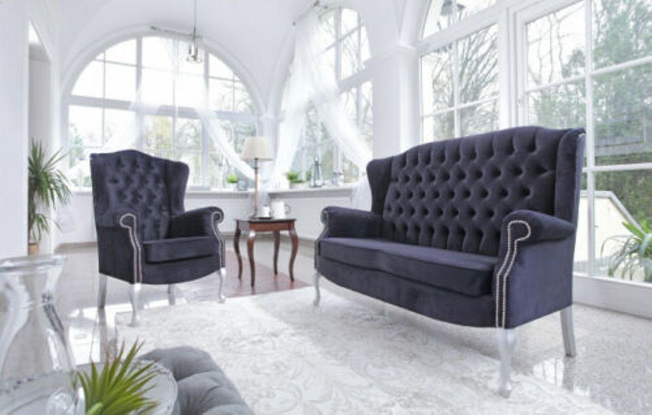 JVmoebel Sofa Klassische Blaue Chesterfield Sofagarnitur 3+1 Sitzer Sofa Couchen, Made in Europe