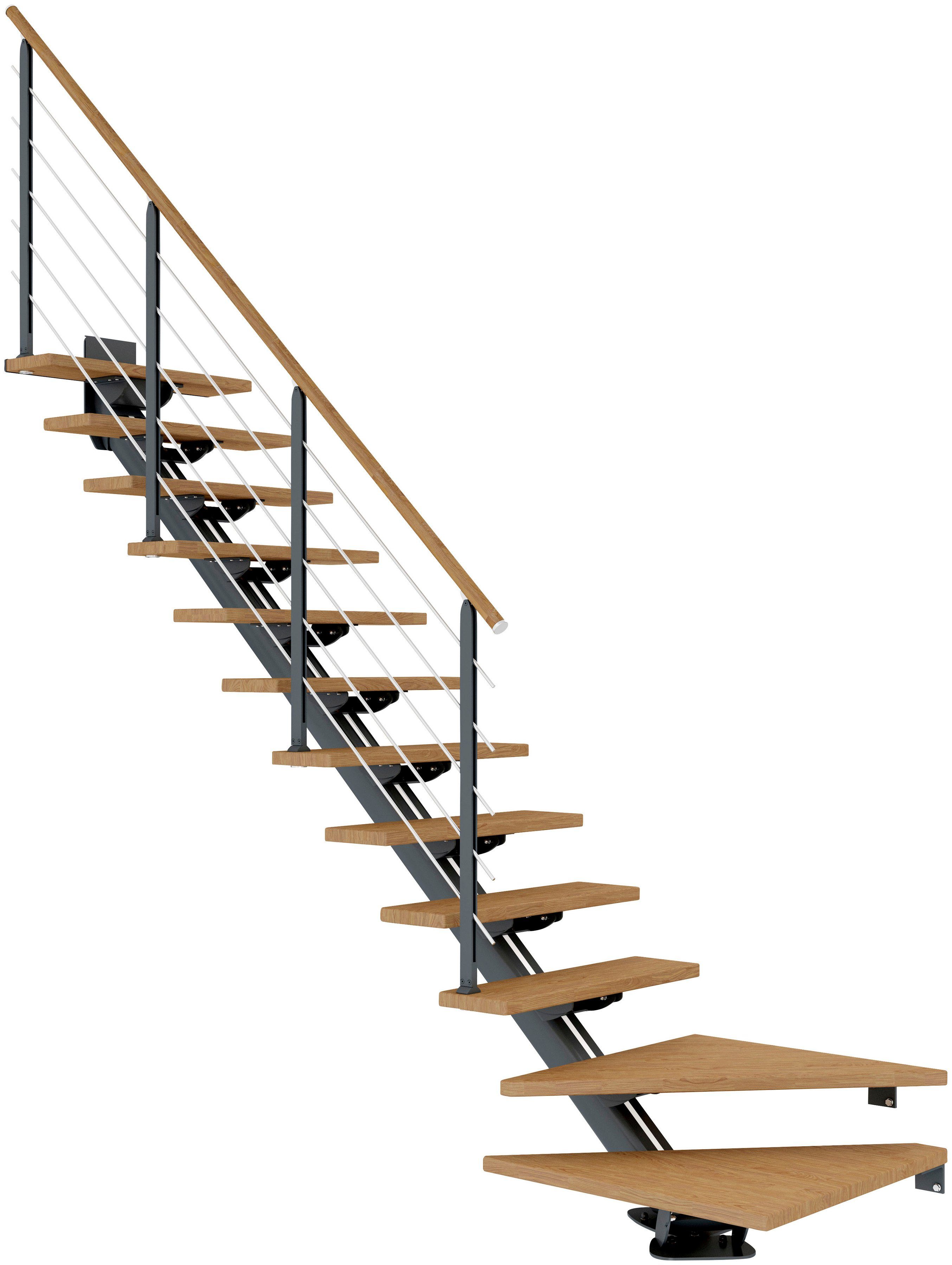 cm, Mittelholmtreppe Pfosten für offen, Geschosshöhen pulverbeschichtet Unterkonstruktion bis geölt, Dolle Sydney, Holzkomponenten und Stufen 315