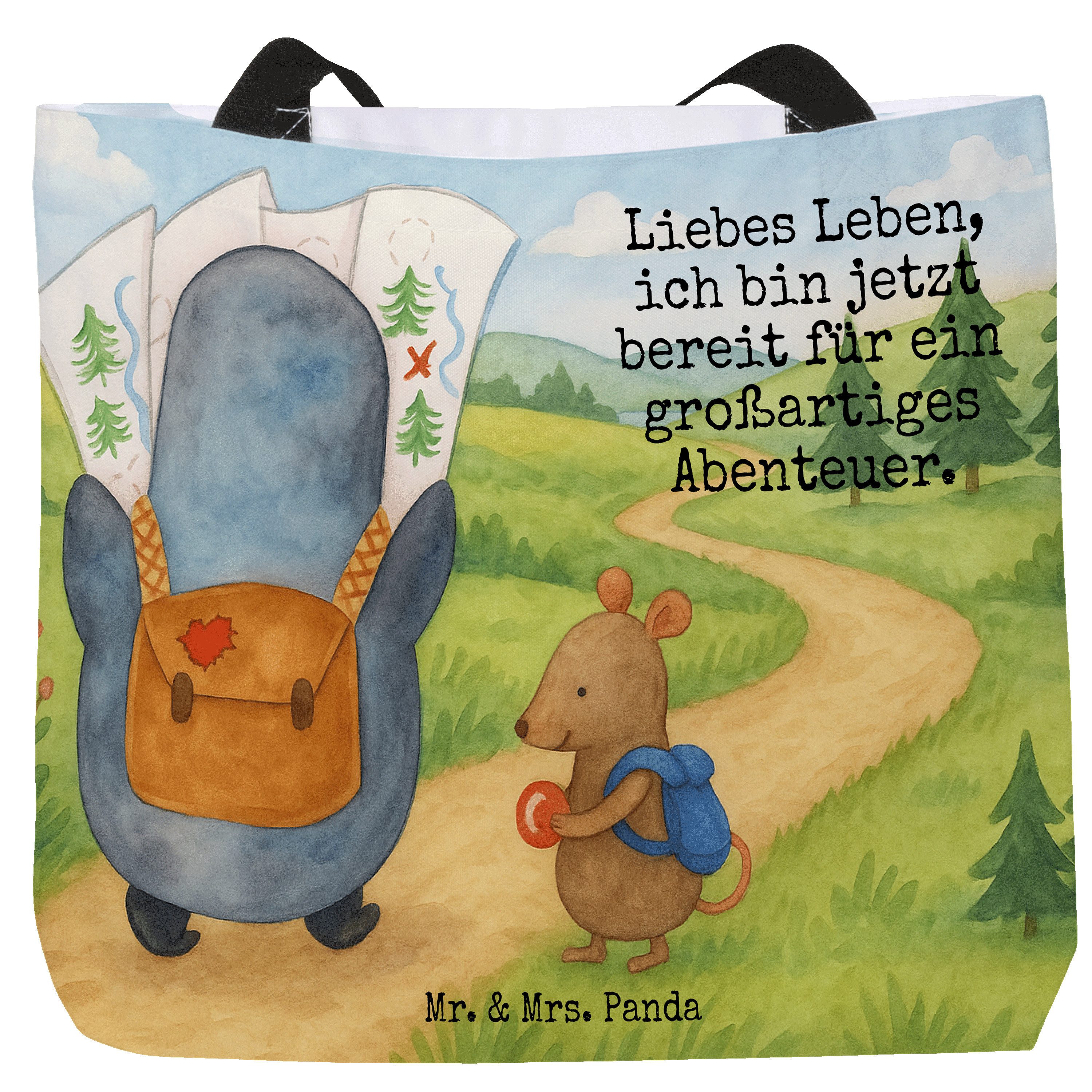 Shopper Pinguin & Maus Wanderer Design, Strandtasche, Weiß, Einkaufstasche, W