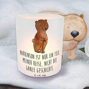 Mr. & Mrs. Panda Windlicht Bär Parkinson - Transparent - Geschenk, Windlicht Kerze, Kerzenglas, (1 St), Hochwertiges Material