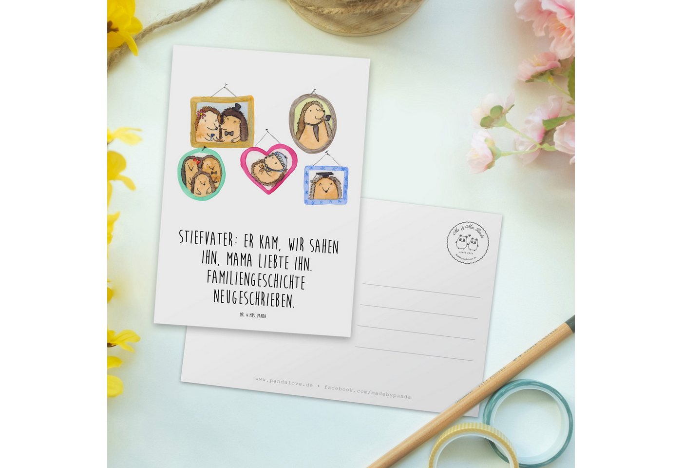 Thumbnail - Mr. & Mrs. Panda Postkarte Stiefvater Liebe - Weiß - Geschenk, Zusammenwachsen, Wertschätzung, A, Glücksmomente teilen