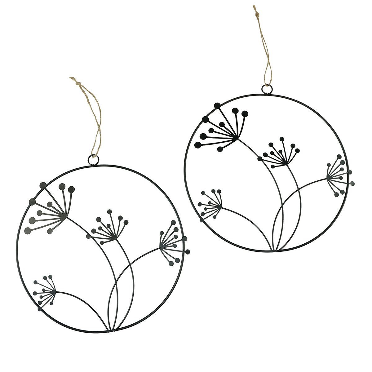 Hängedekoration Dekoring Metall Schwarz Hängedeko Blumen Ø23cm 2er-Set Sommer