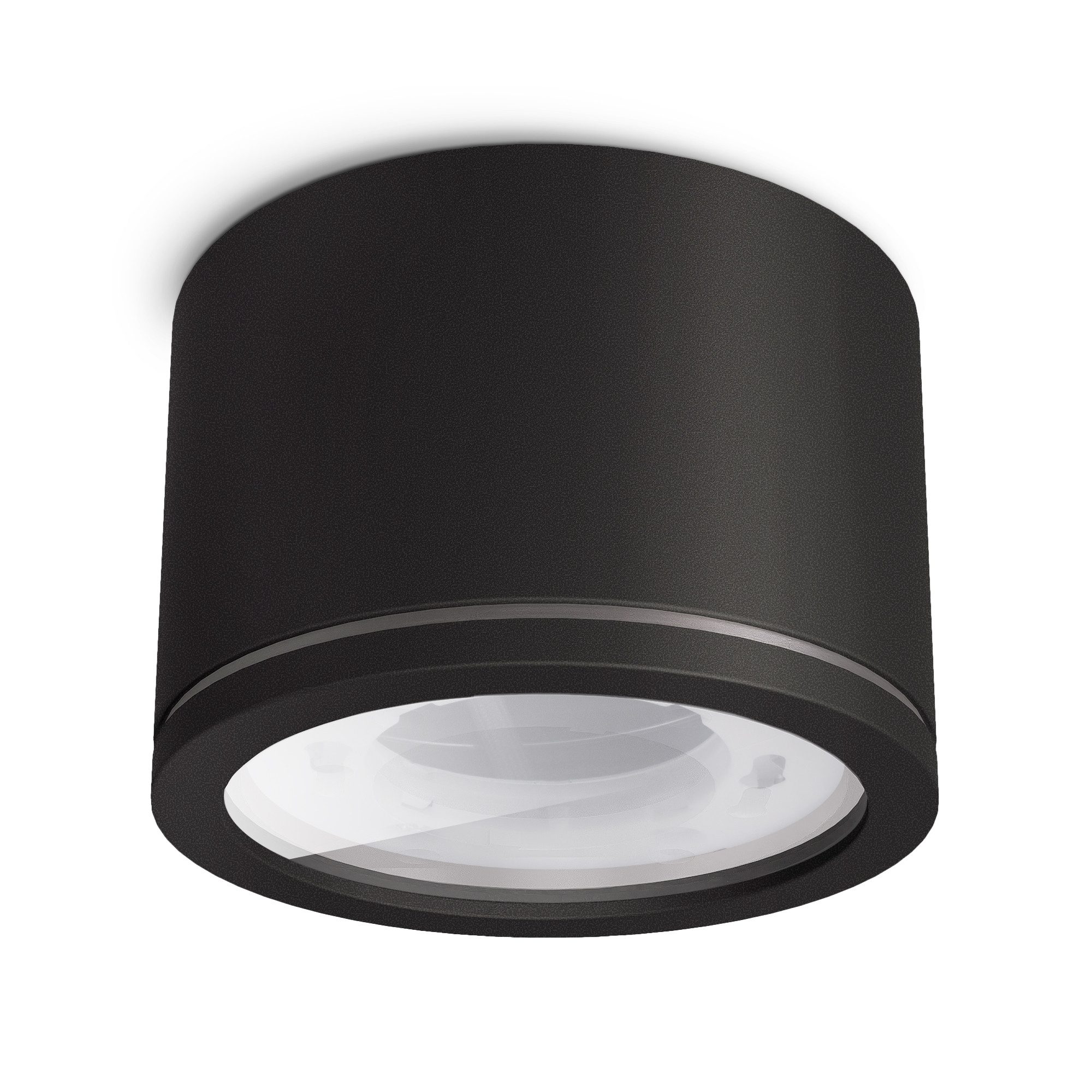 linovum LED Aufbaustrahler NUHA Bad Aufbauspot in schwarz & rund IP44 mit Fassung für 1x GX53
