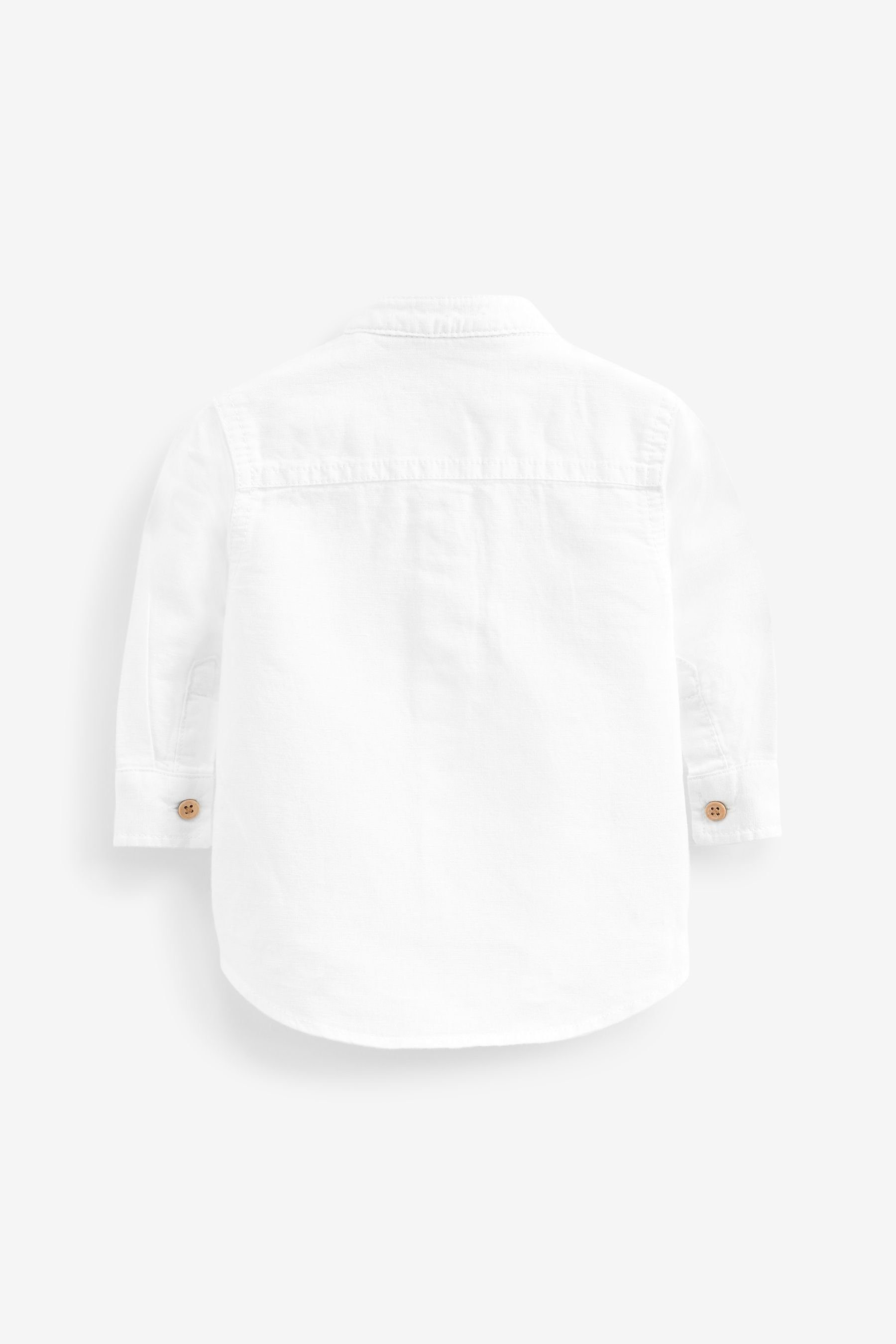 White Langarmhemd Leinenmischgewebe aus Hemd Next Langärmeliges (1-tlg)