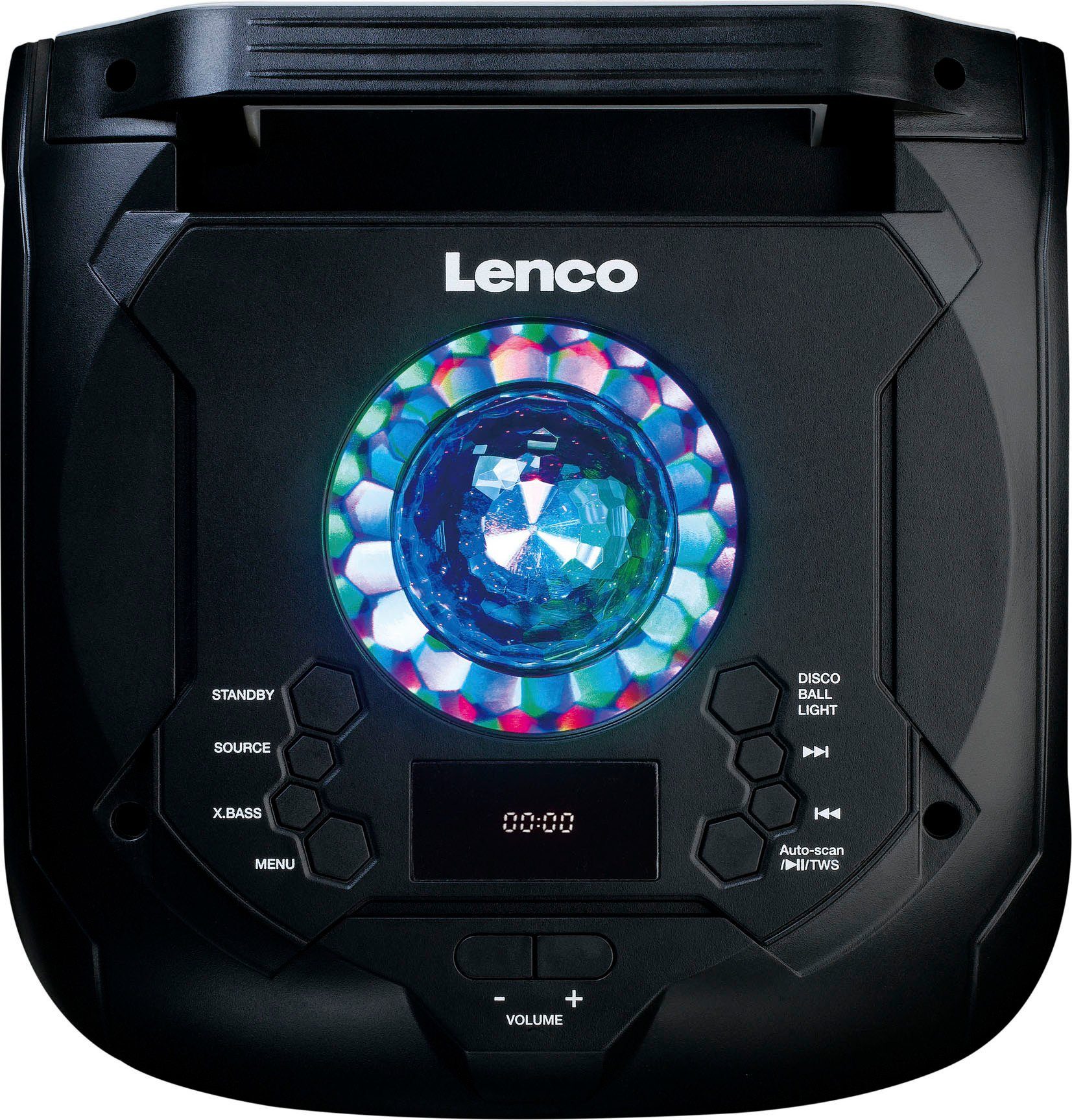 3.0 kompletter (Bluetooth, PA-260 - LED-Frontbeleuchtung 150 Party-Lautsprecher W) Lenco mit PA-Anlage