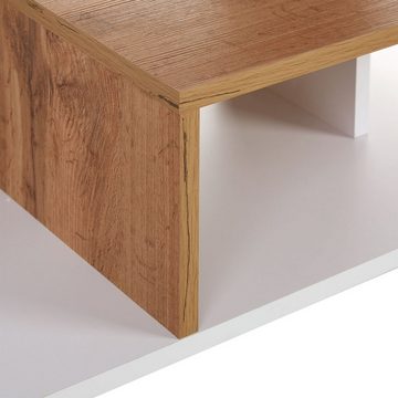 Homestyle4u Couchtisch Couchtisch Tisch Weiß Holz Eiche Beistelltisch (kein Set)