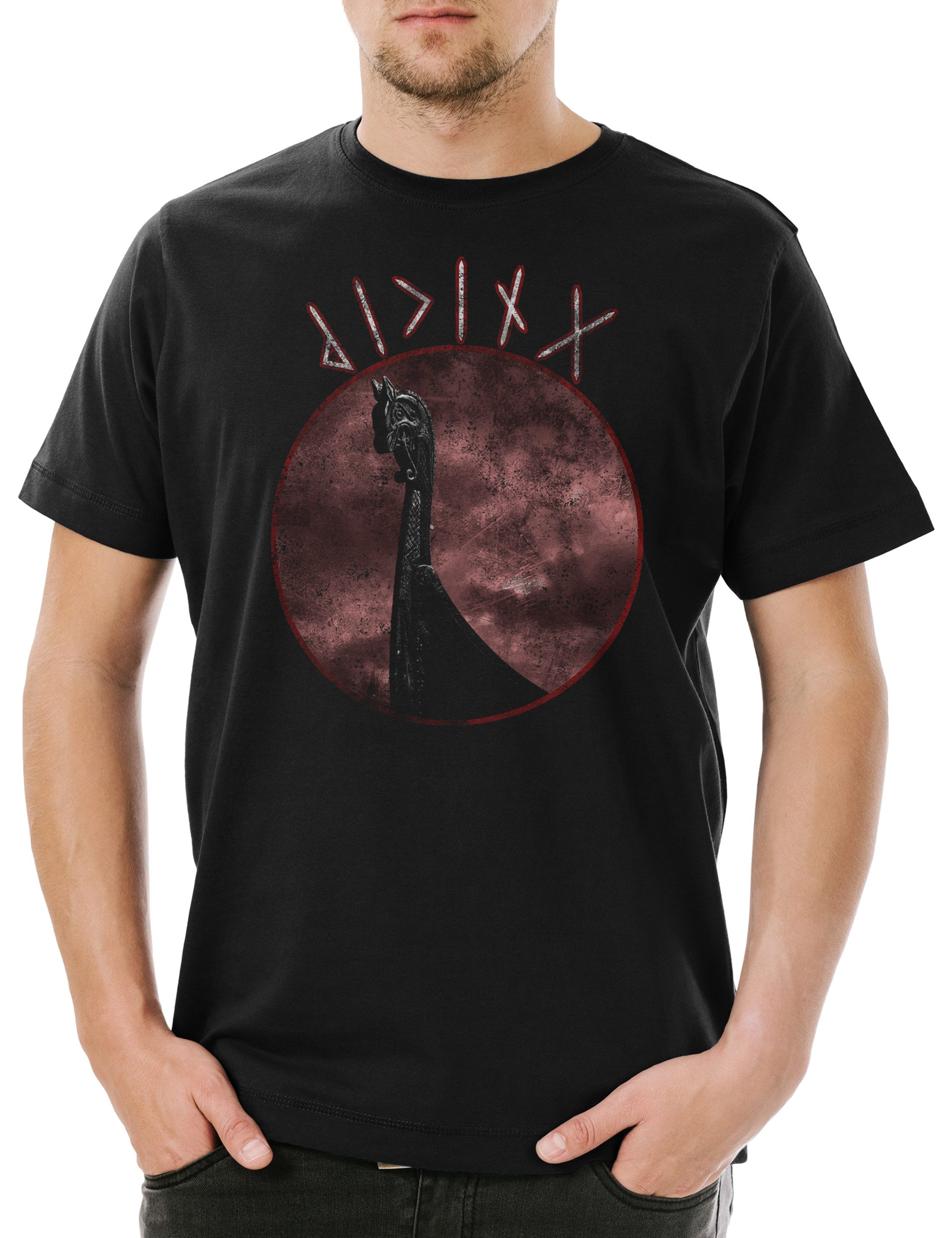 Urban Backwoods Viking Ship Dragon Head Herren T-Shirt Drachenkopf Vikings Schiff (1-tlg) Wikinger Langboot Drachenboot Langschiff